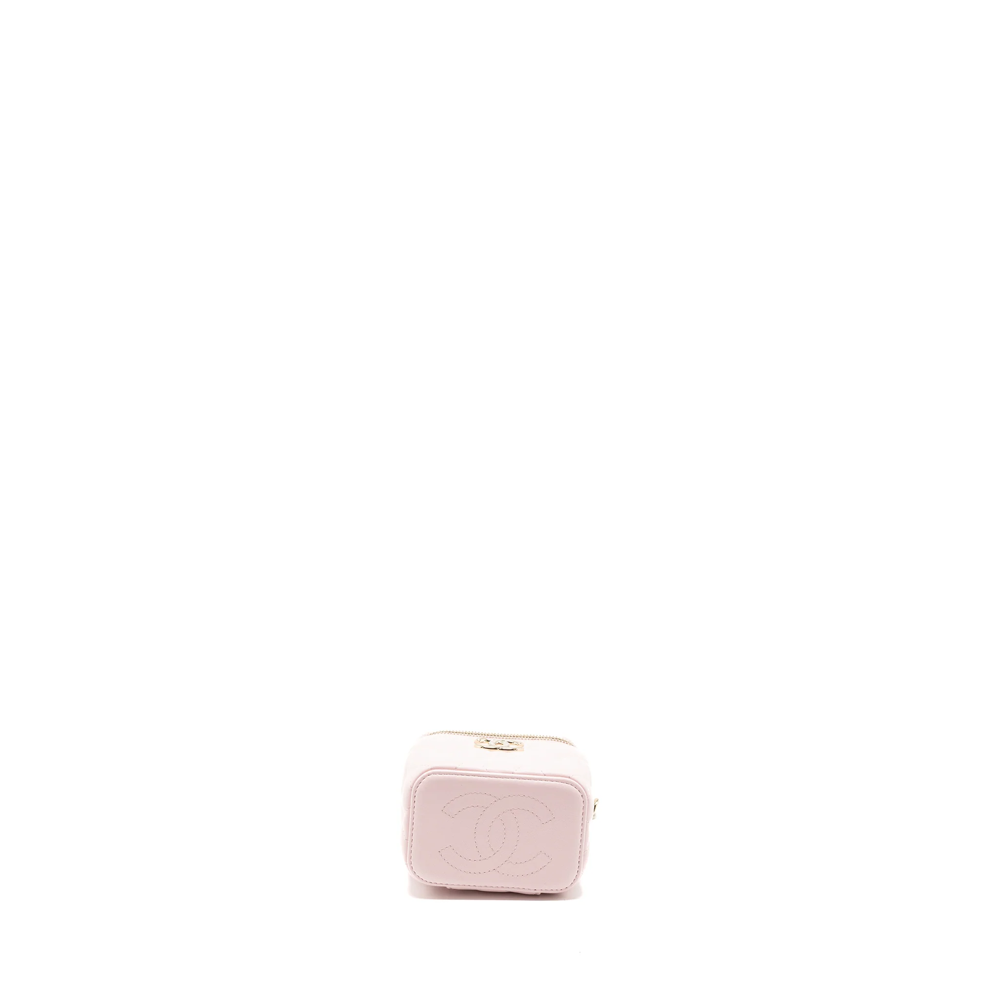 Chanel mini vanity case with giant chain lambskin pink LGHW - Image 5