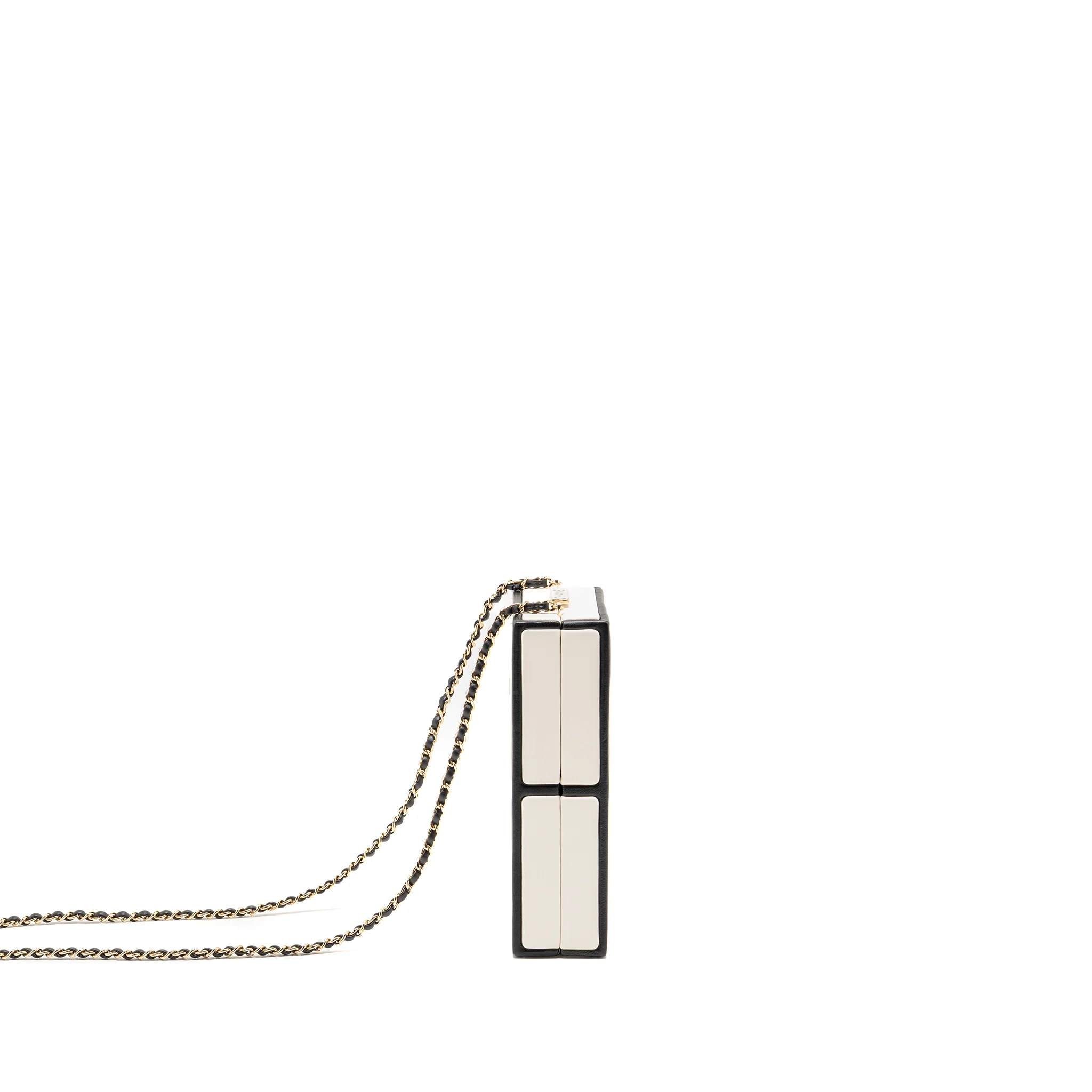 Chanel N.5 Perfume Box Minaudiere Clutch Limited Edition Lambskin/Enamel White/Black GHW - Image 3