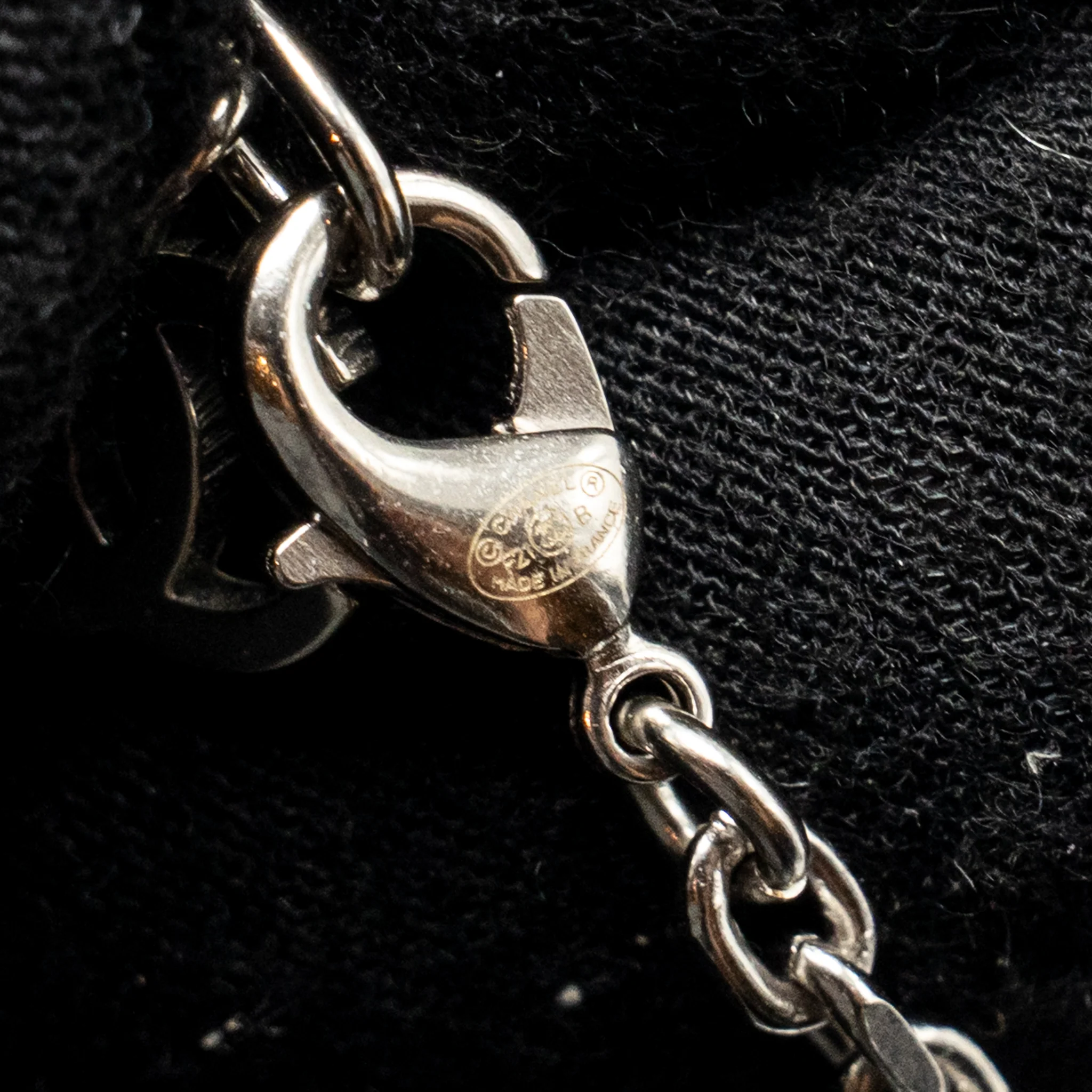 Chanel 21B CC Drop Necklace Crystal Silver Tone - Image 7