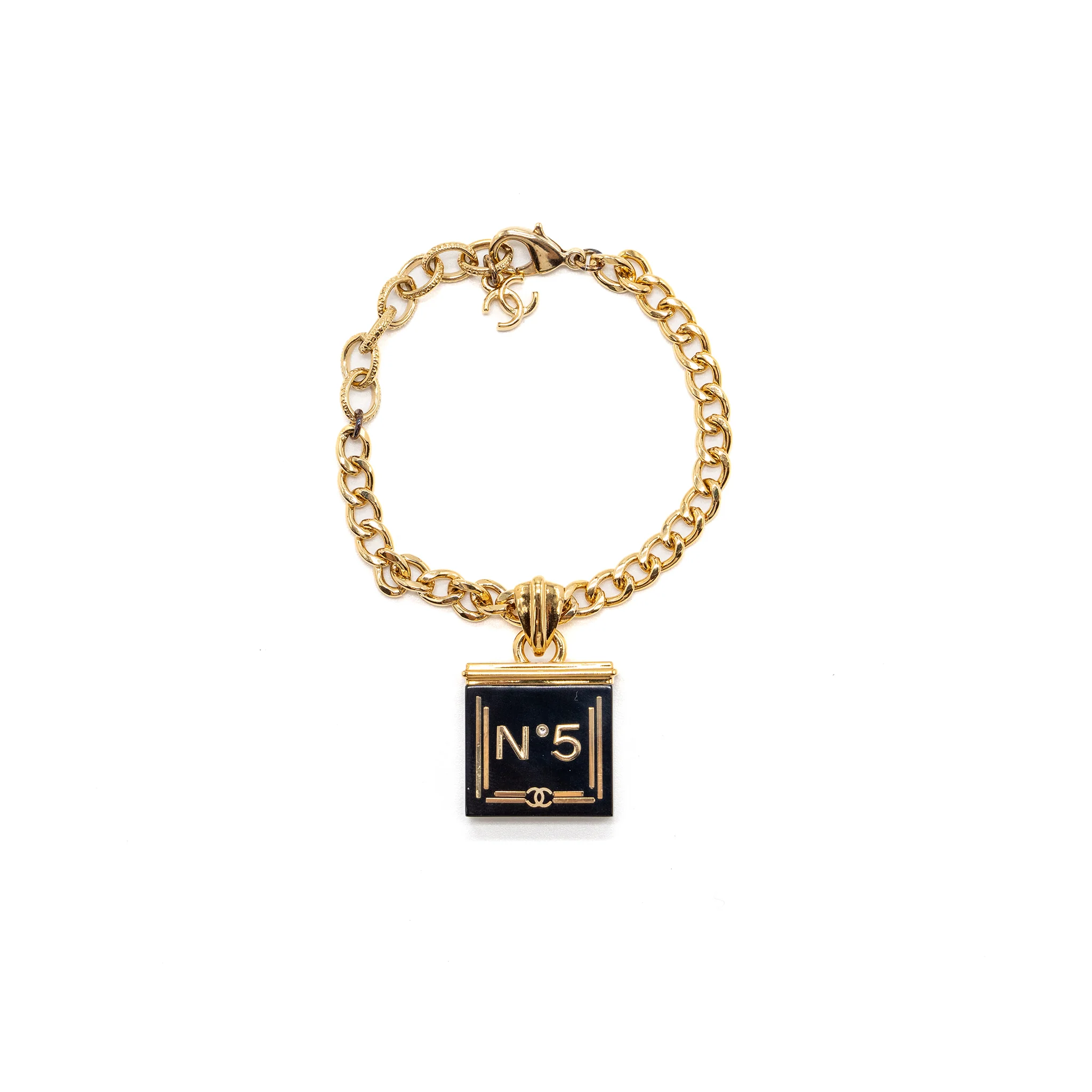 Chanel No.5 chain bracelet black / white GHW