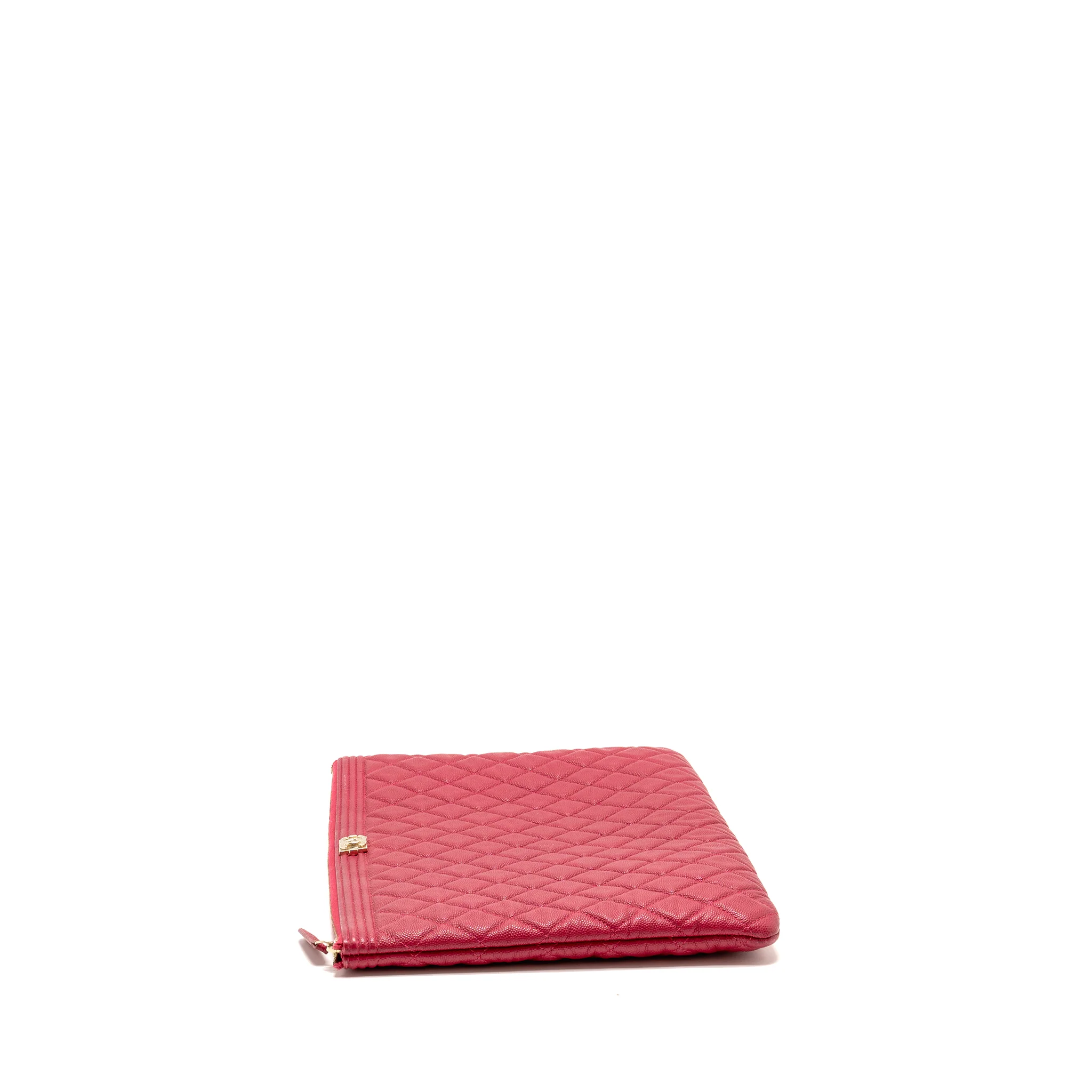 Chanel Large Boy O Case Zip Pouch Caviar Pink LGHW - Image 4