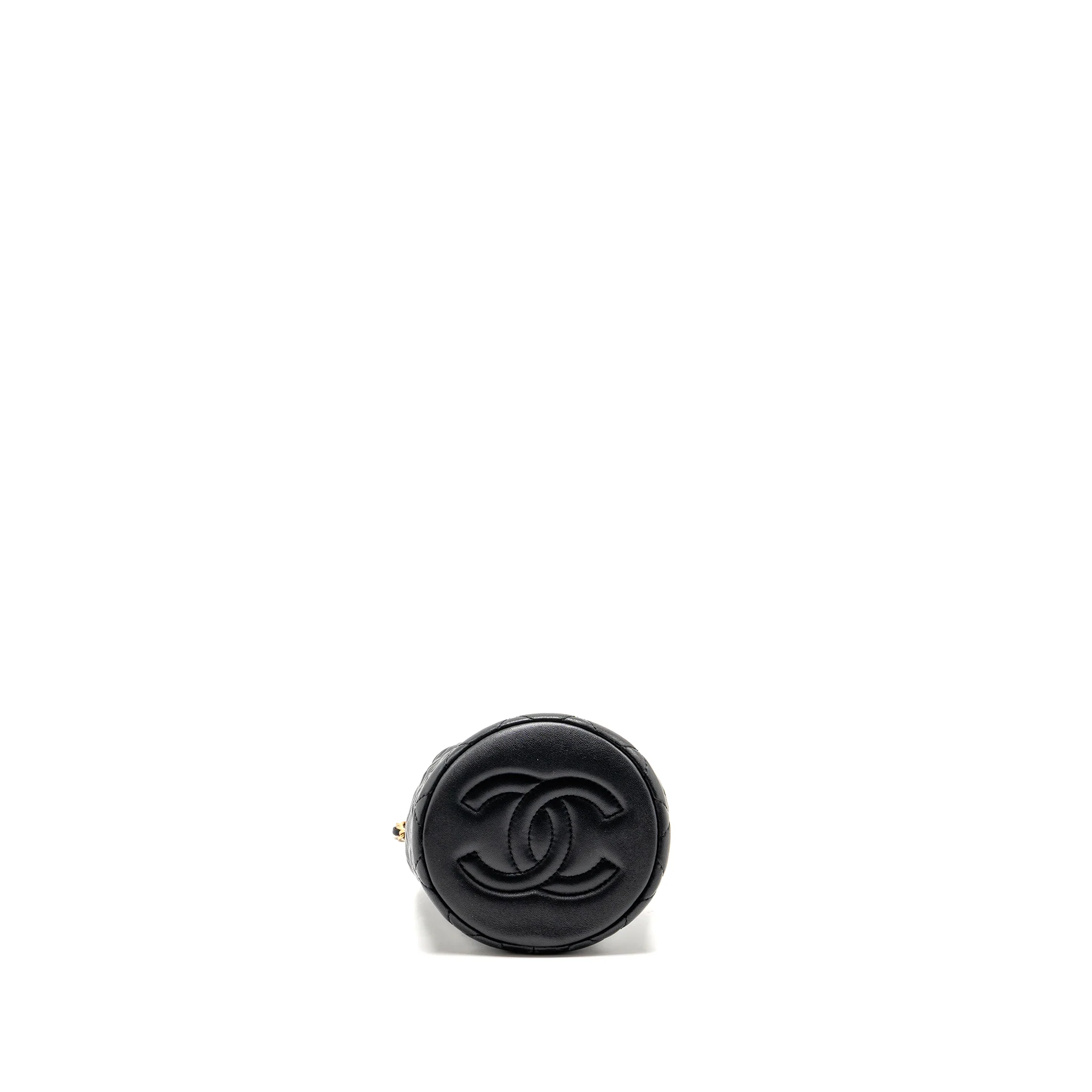 Chanel Pearl Crush mini bucket bag lambskin black GHW (microchip) - Image 6