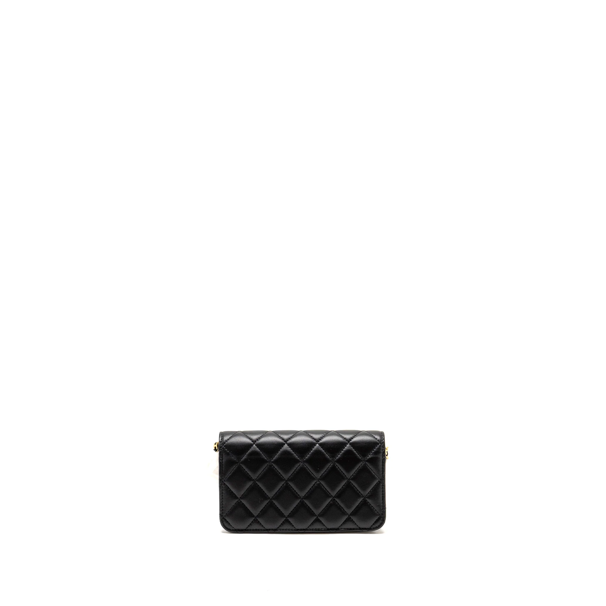 Chanel Pearl Crush Mini Flap Wallet with Chain Lambskin Black GHW (Microchip) - Image 2
