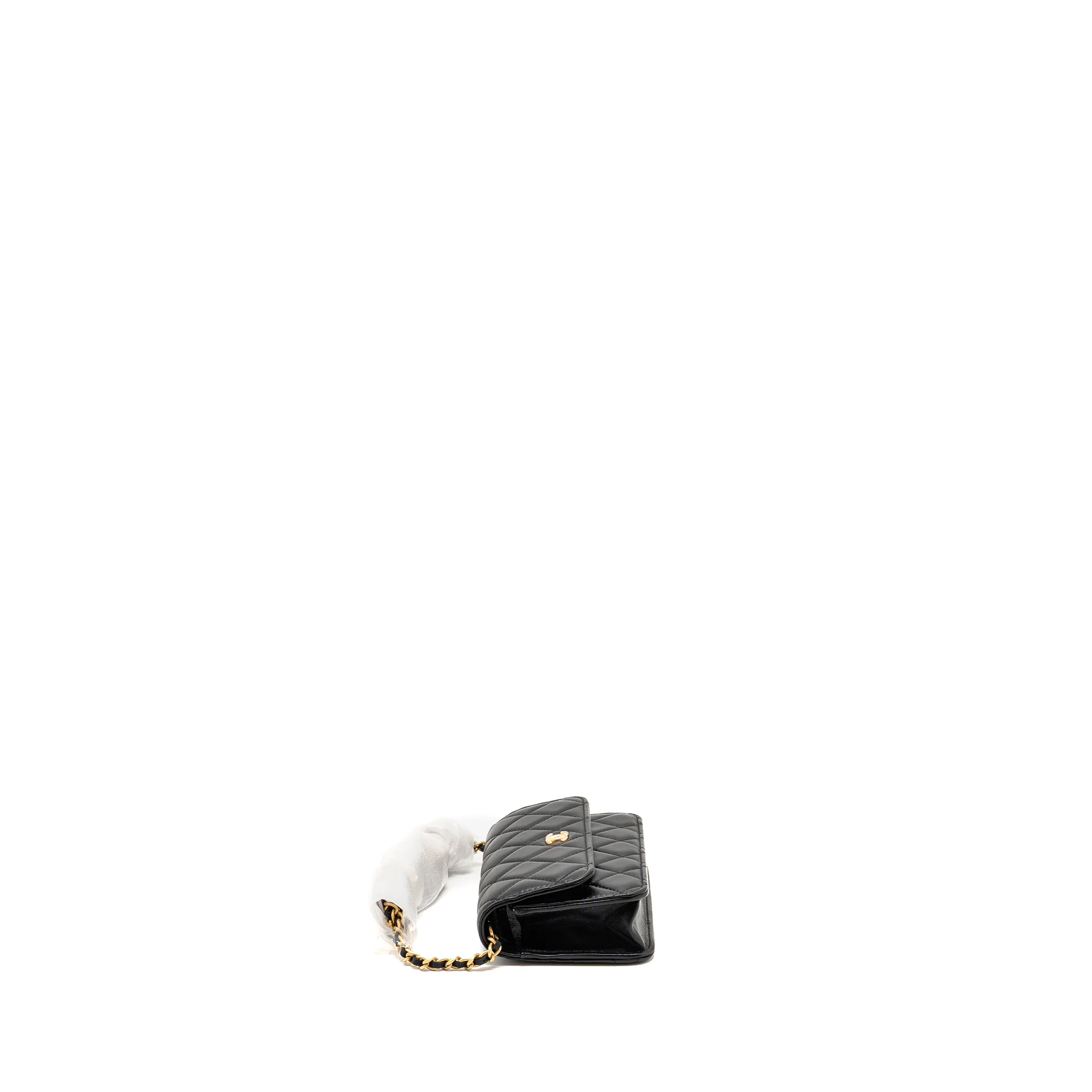 Chanel Pearl Crush Mini Flap Wallet with Chain Lambskin Black GHW (Microchip) - Image 3