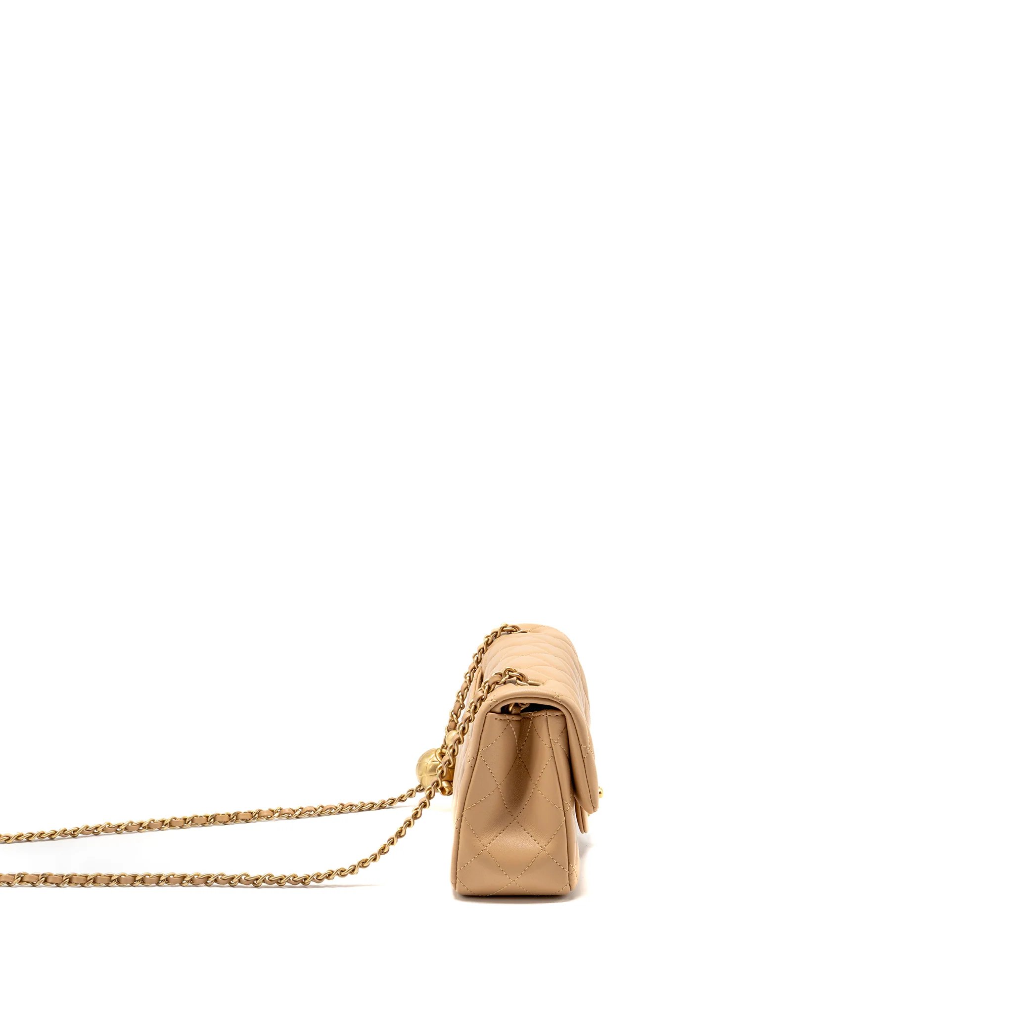 Chanel Pearl Crush Mini Rectangular Flap Bag Lambskin Beige GHW (Microchip) - Image 3