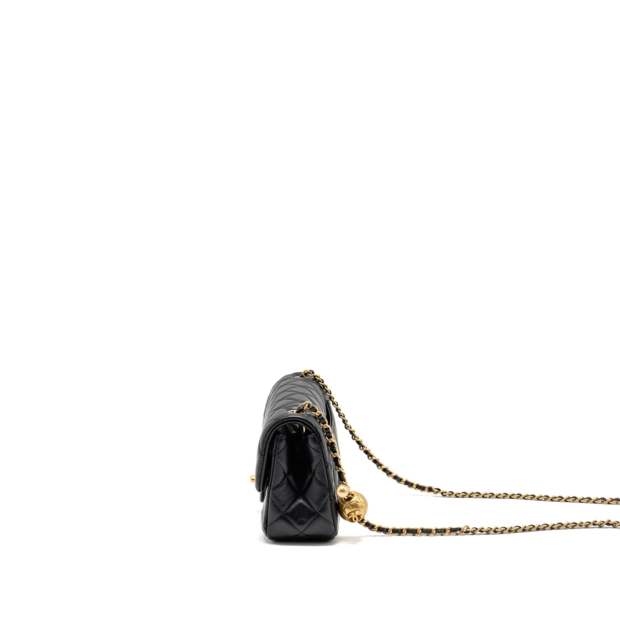 CHANEL Pearl Crush Mini Rectangular Flap Bag Lambskin Black GHW (Microchip) - Image 4