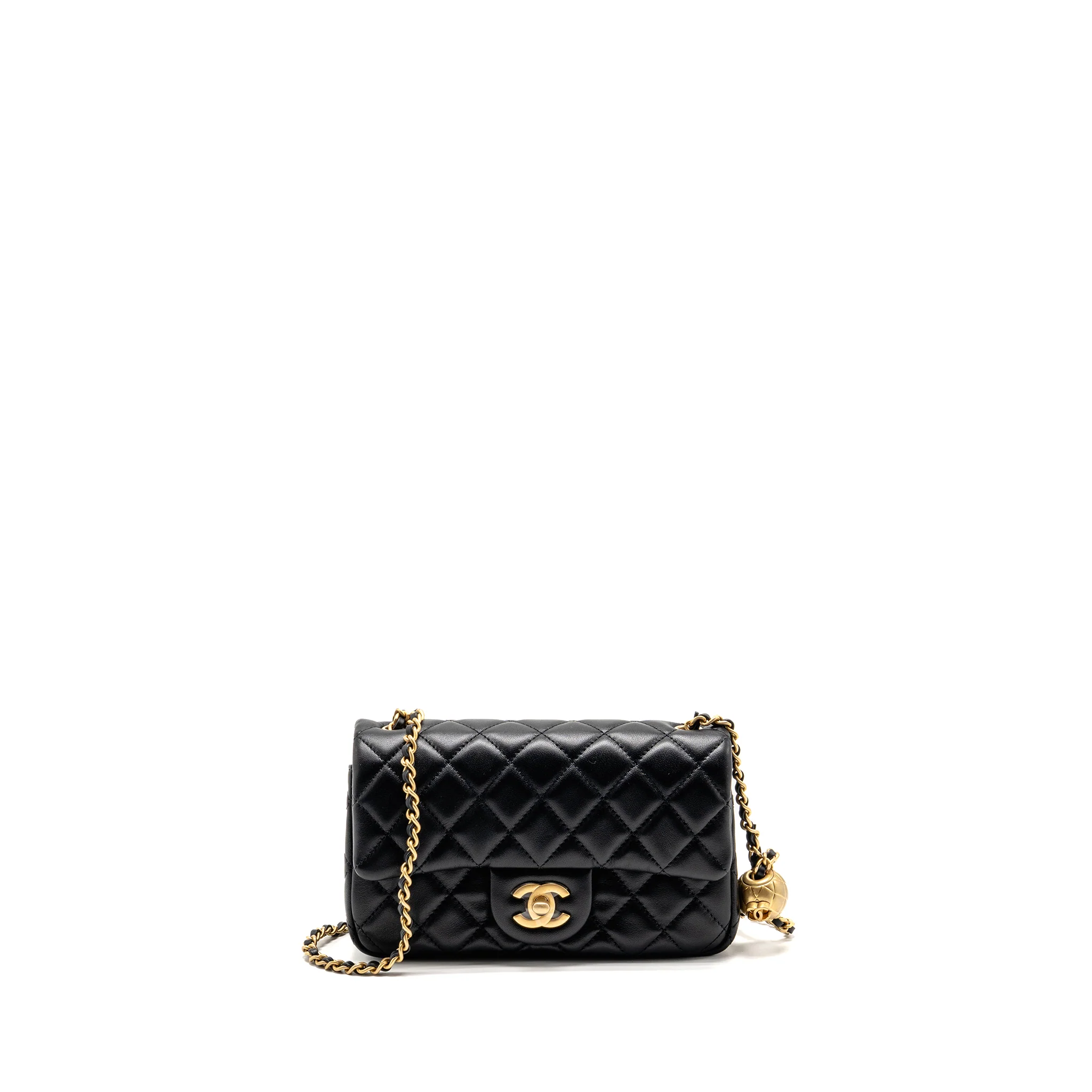 Chanel Pearl Crush mini rectangular Flap bag lambskin black GHW (microchip)