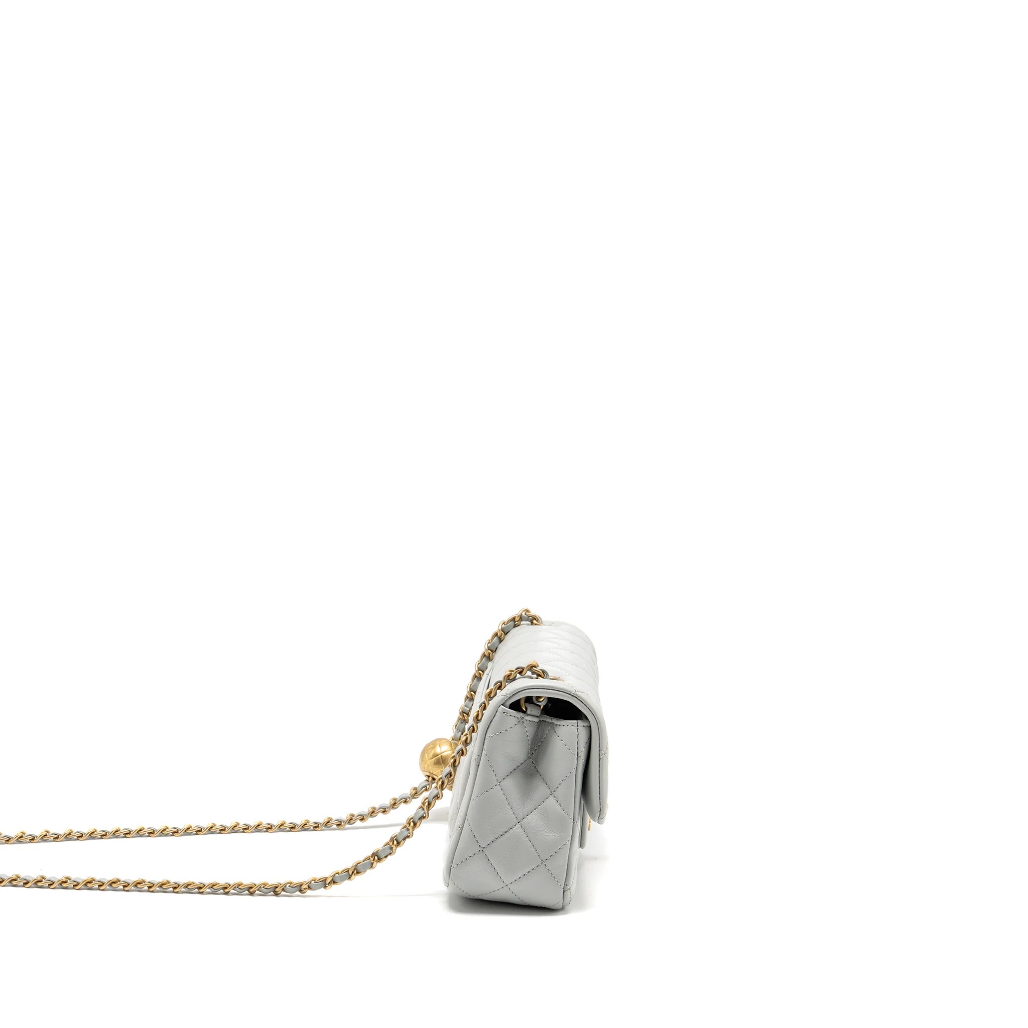 Chanel pearl crush mini rectangular flap bag lambskin grey GHW (microchip) - Image 3