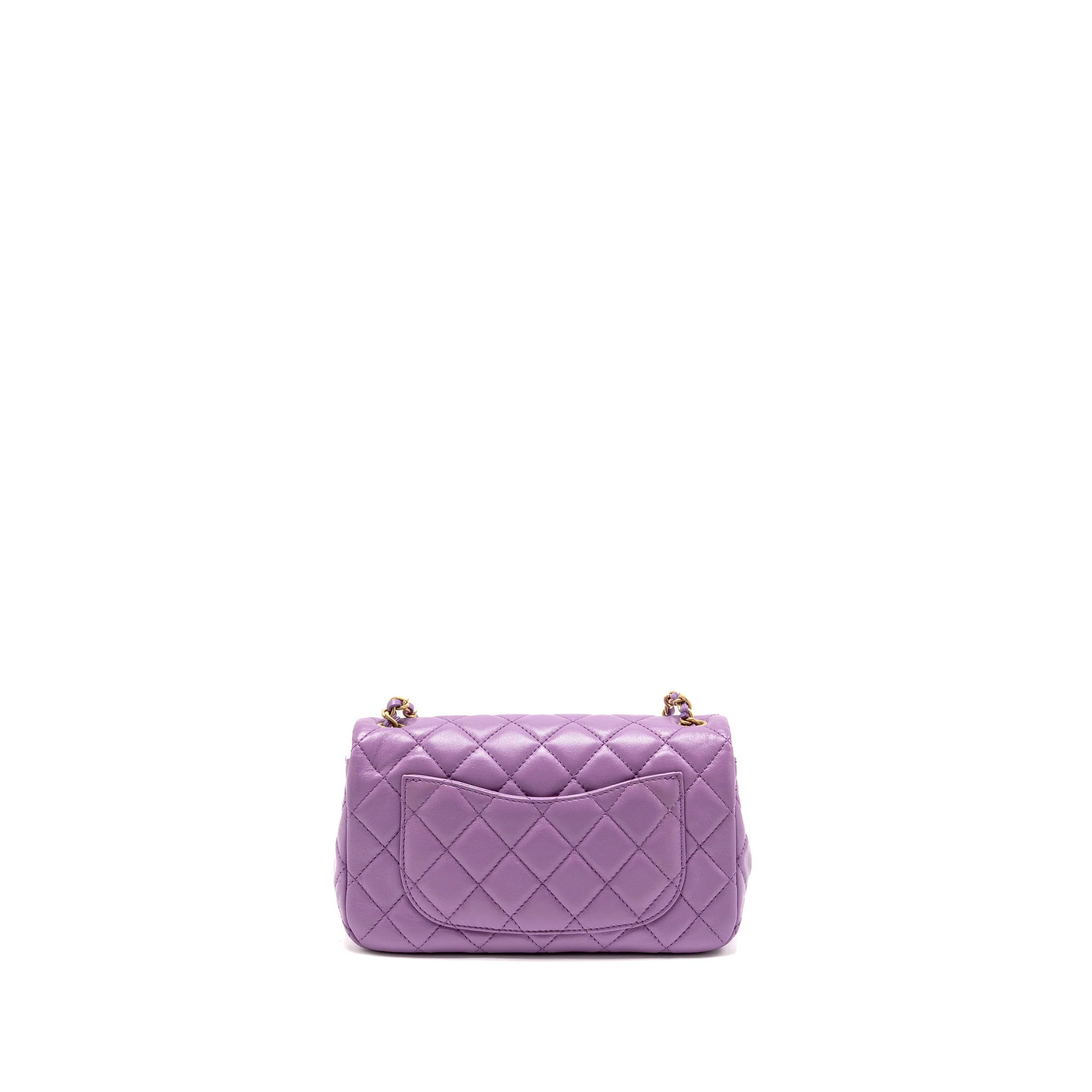 Chanel pearl crush mini rectangular flap bag lambskin purple GHW (Microchip) - Image 2