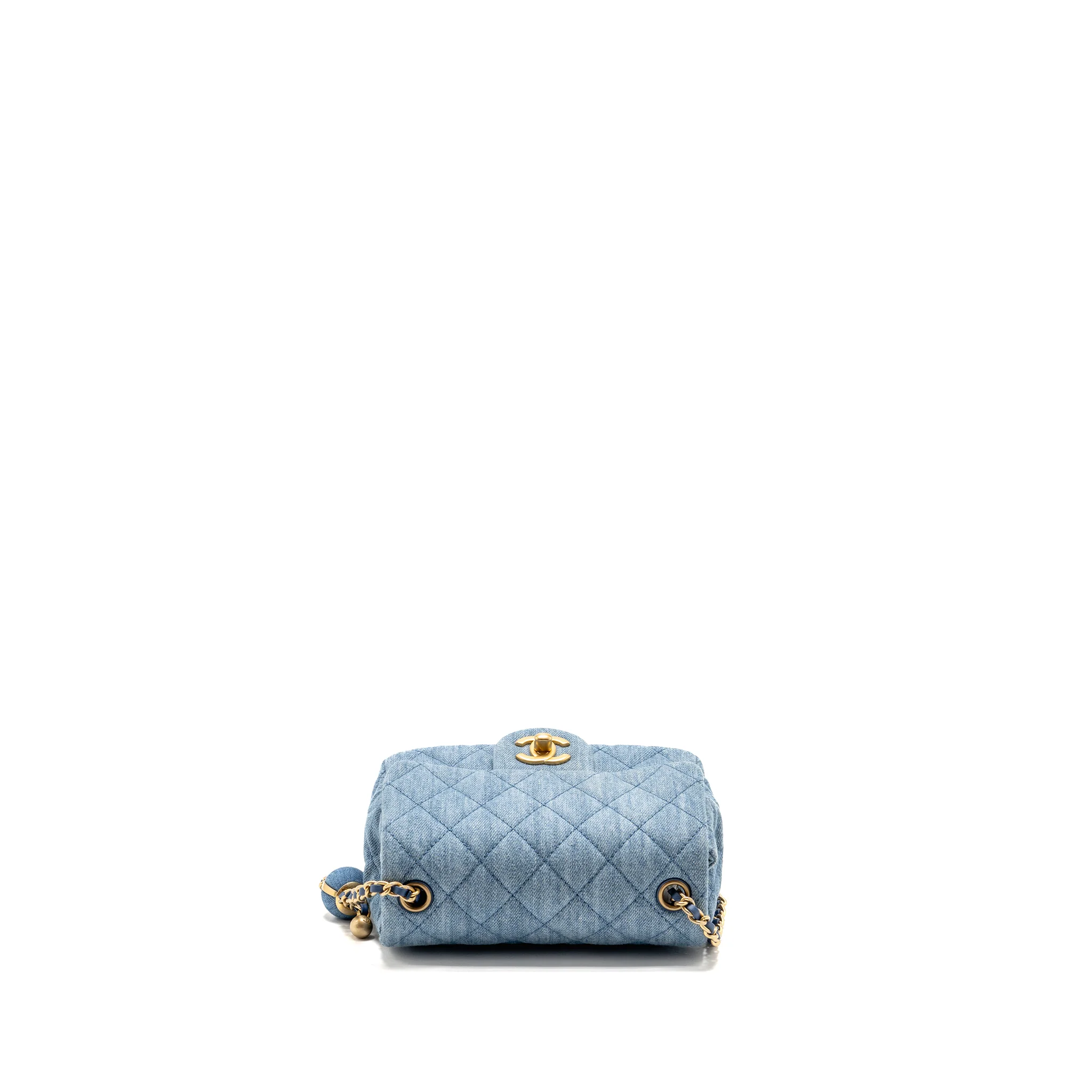 Chanel pearl crush mini square flap bag denim light blue GHW (microchip) - Image 5