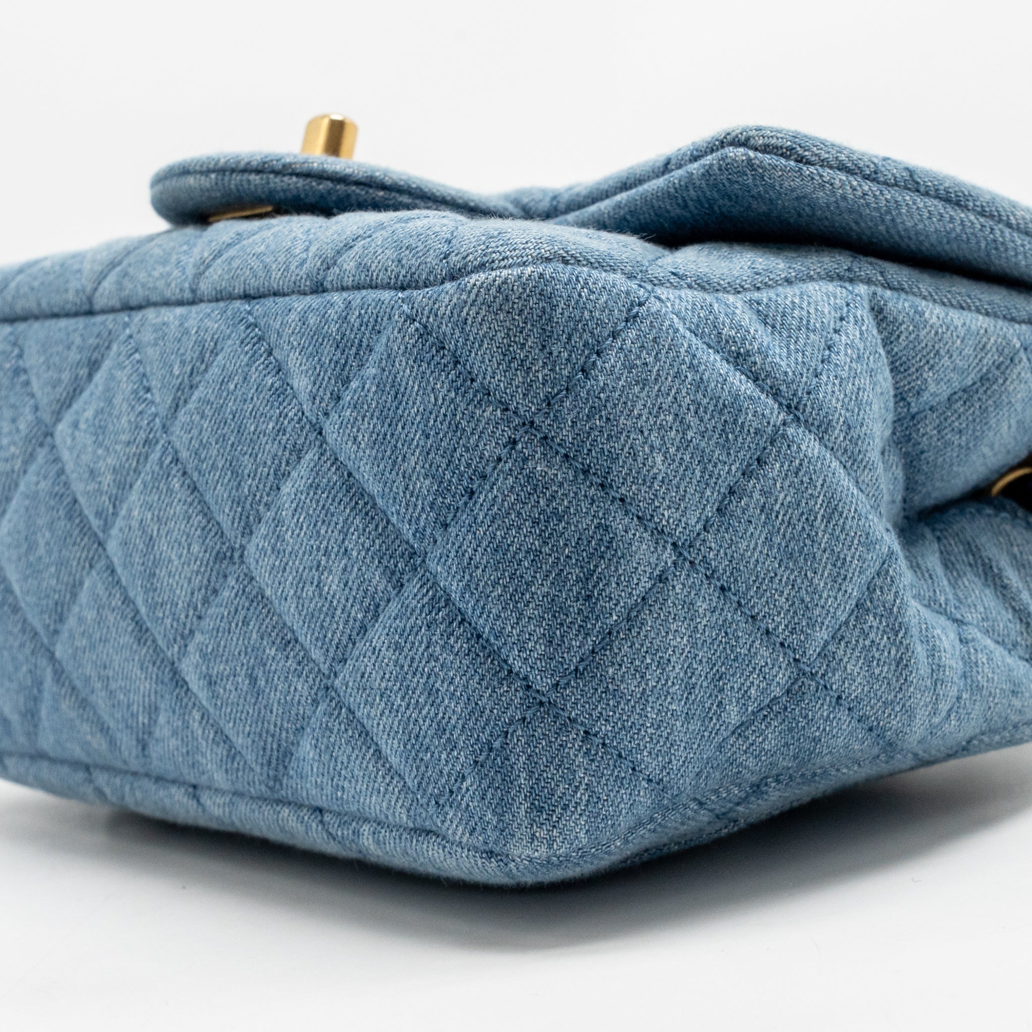 Chanel pearl crush mini square flap bag denim light blue GHW (microchip) - Image 8