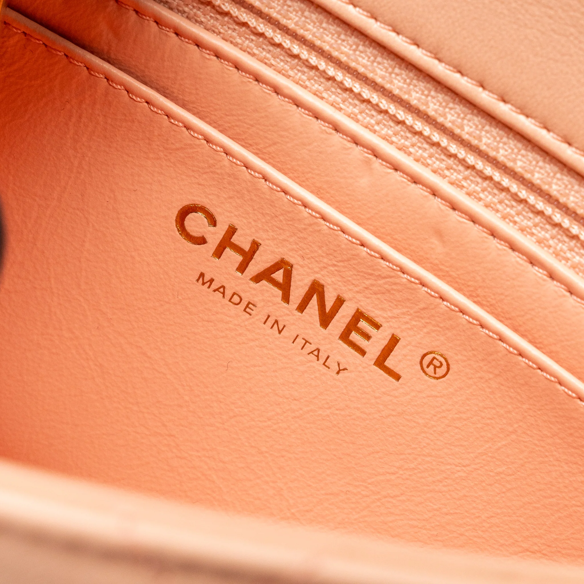 Chanel Pearl Crush Mini Square Flap bag lambskin light pink GHW (microchip) - Image 14