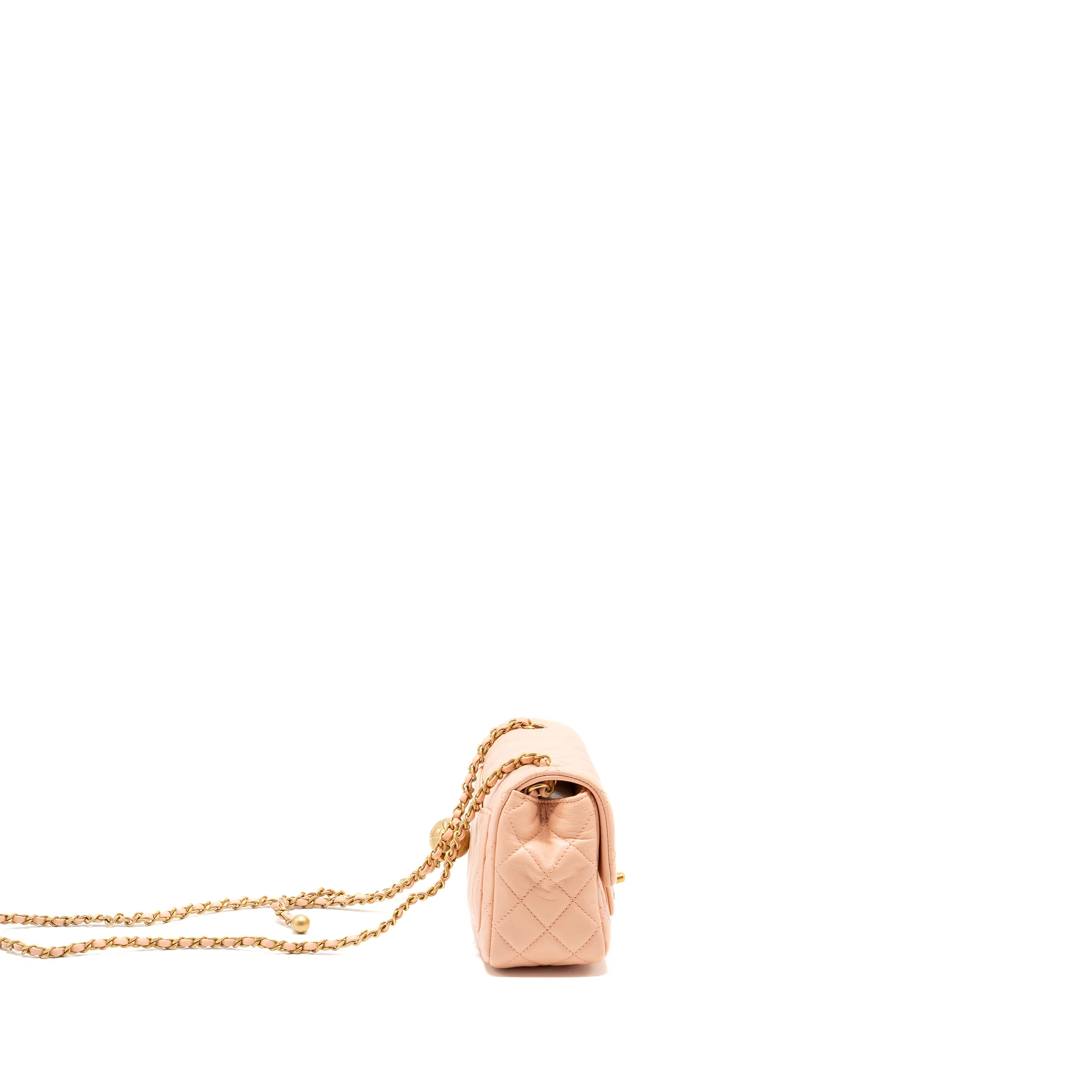 Chanel Pearl Crush Mini Square Flap bag lambskin light pink GHW (microchip) - Image 3