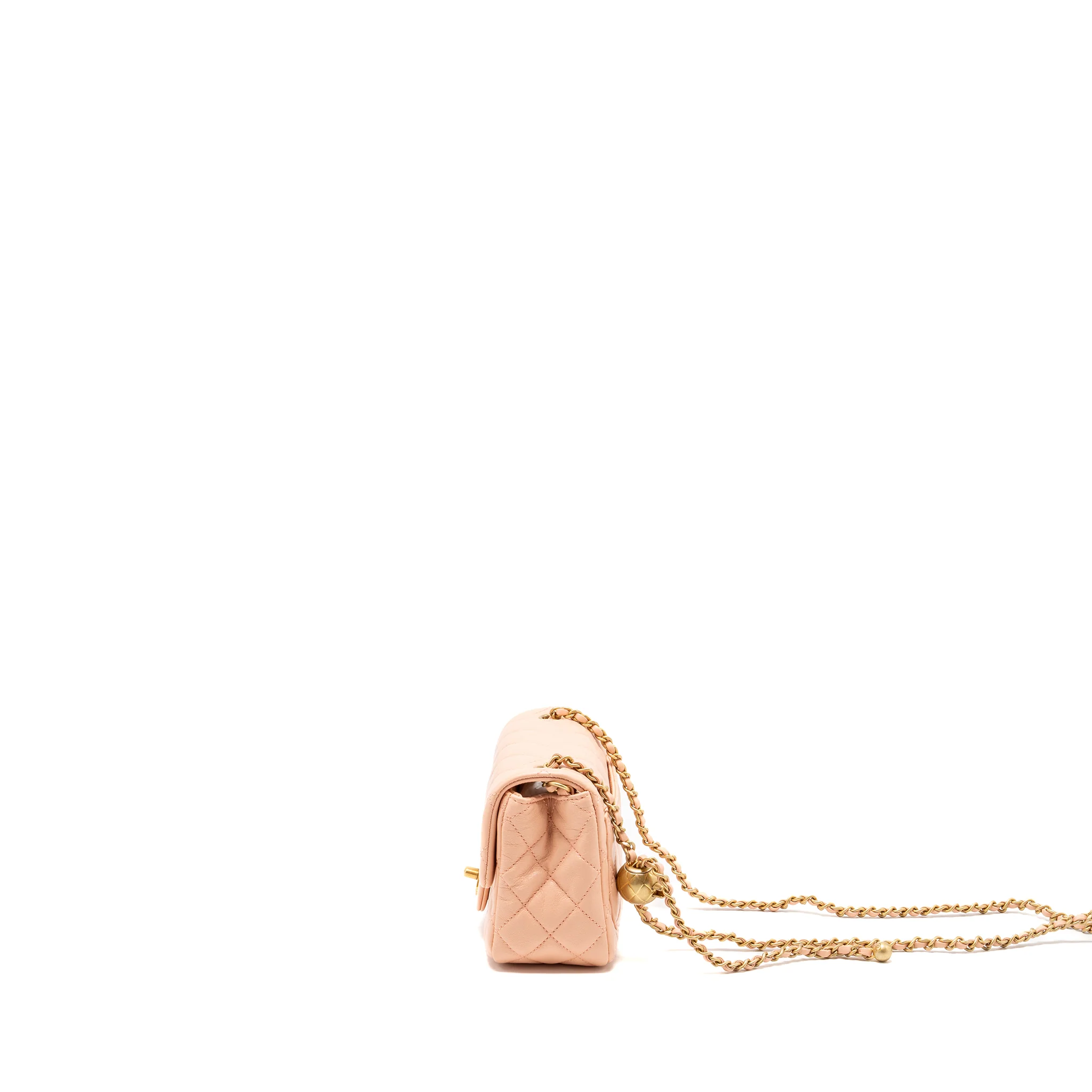 Chanel Pearl Crush Mini Square Flap bag lambskin light pink GHW (microchip) - Image 4