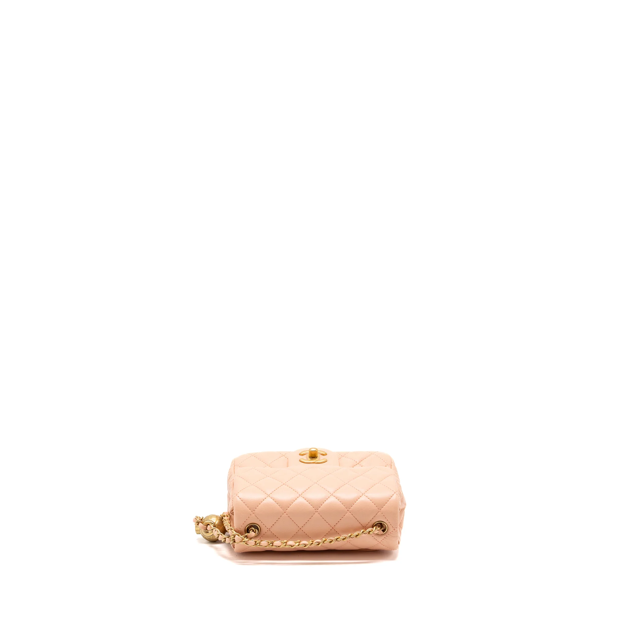 Chanel Pearl Crush Mini Square Flap bag lambskin light pink GHW (microchip) - Image 5