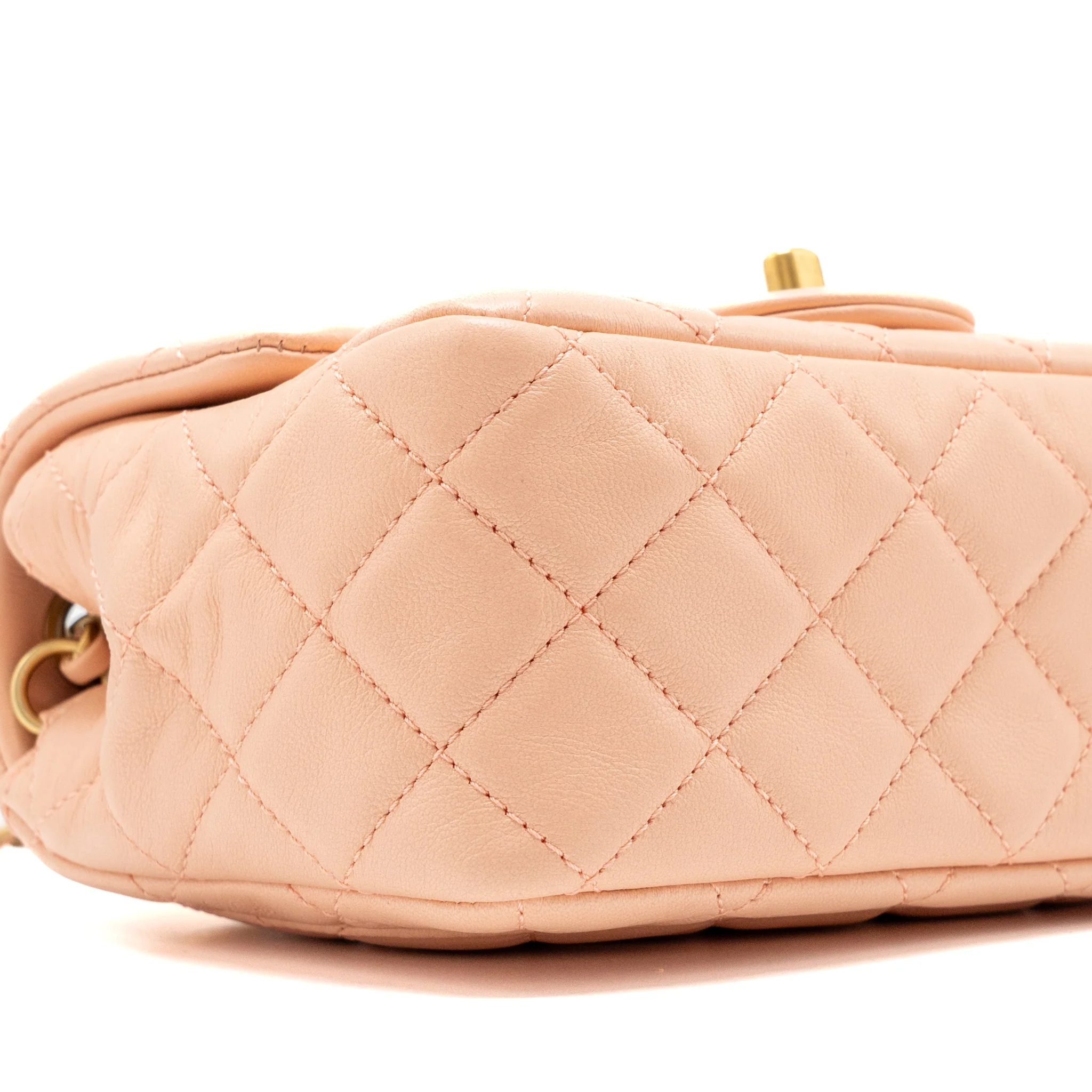 Chanel Pearl Crush Mini Square Flap bag lambskin light pink GHW (microchip) - Image 7