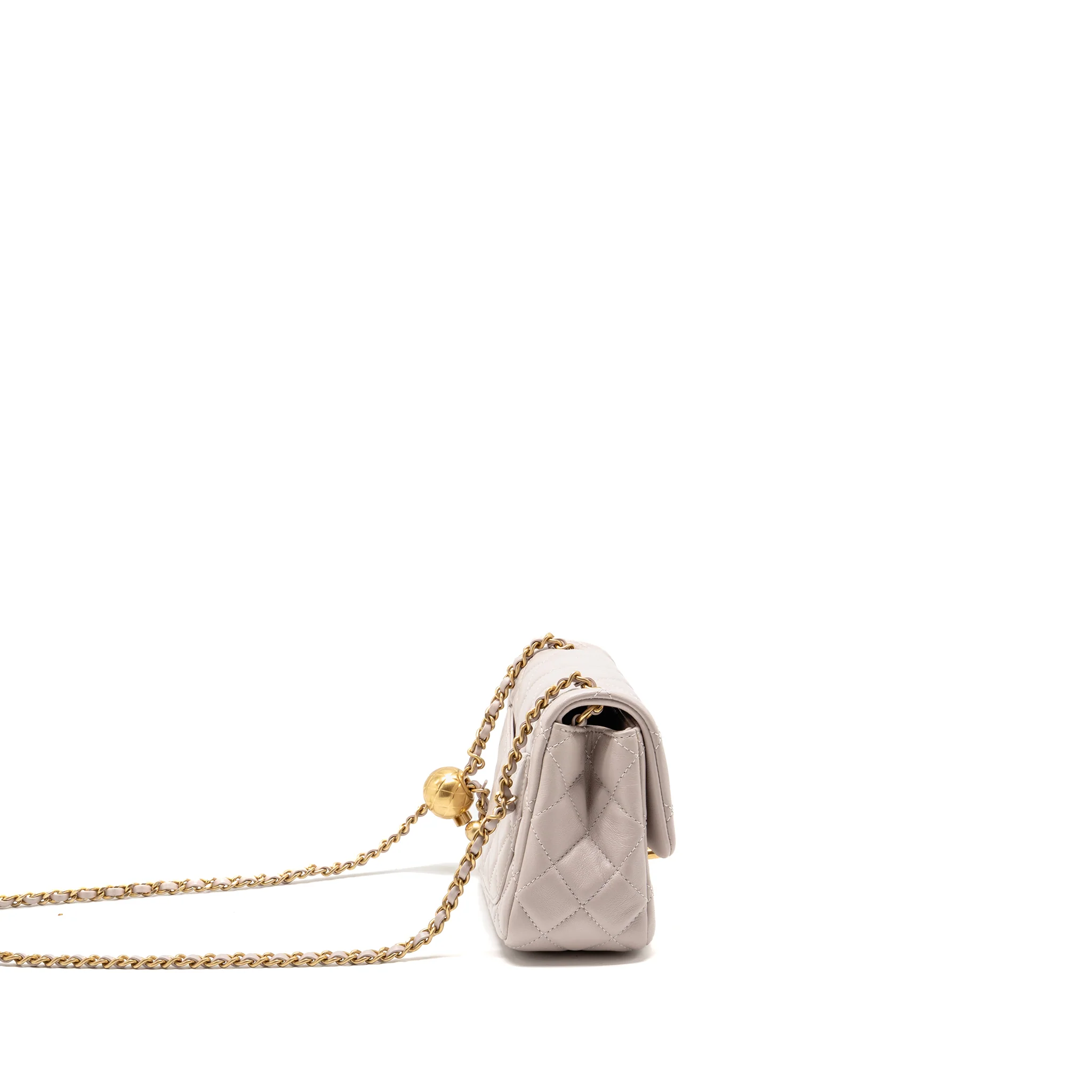 Chanel Pearl Crush Mini Square Flap Bag Lambskin Light Purple GHW (Microchip) - Image 3