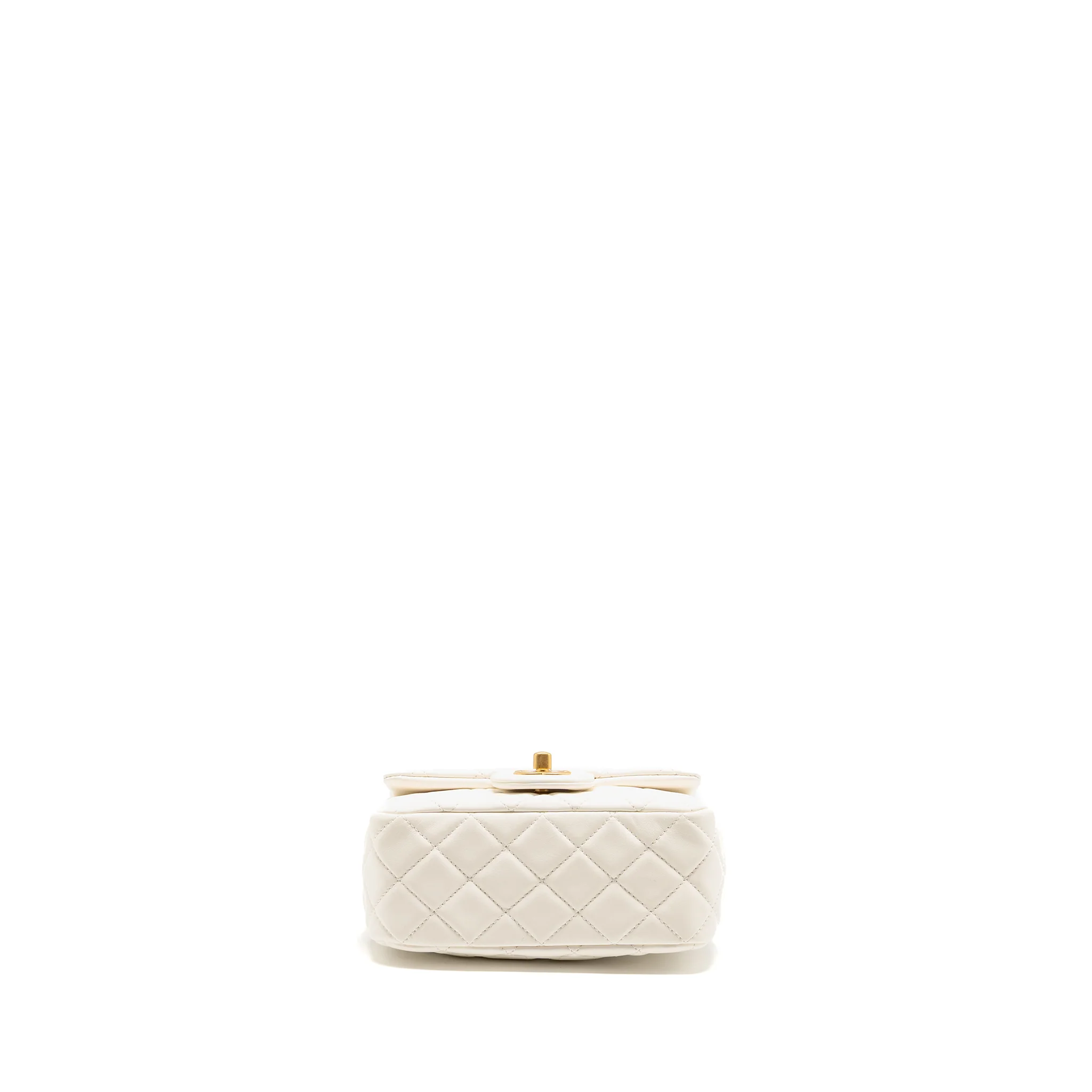 Chanel Pearl Crush Mini Square Flap Bag Lambskin White GHW (Microchip) - Image 5