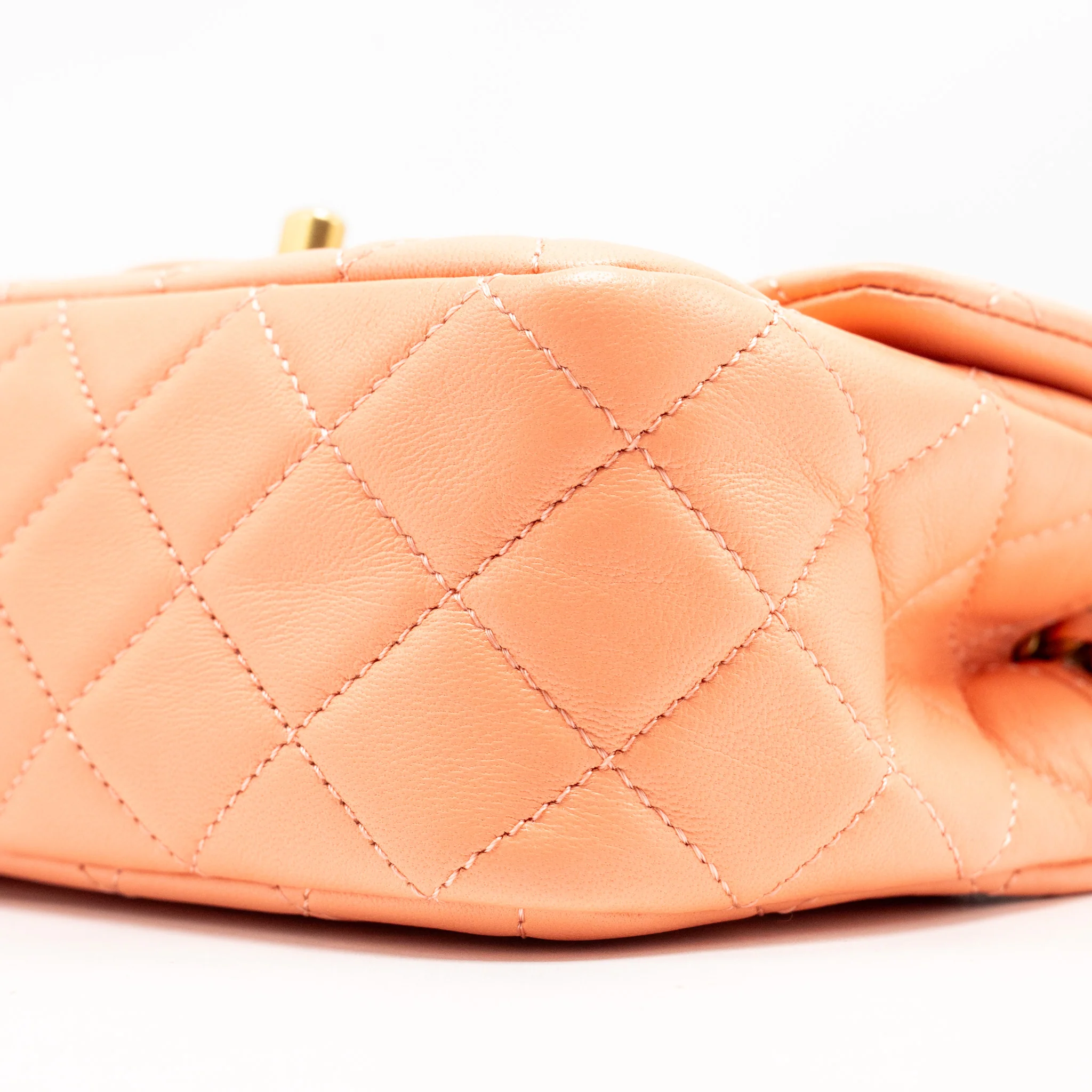 Chanel Pearl Crush Mini Square Lambskin Coral GHW (Microchip) - Image 7