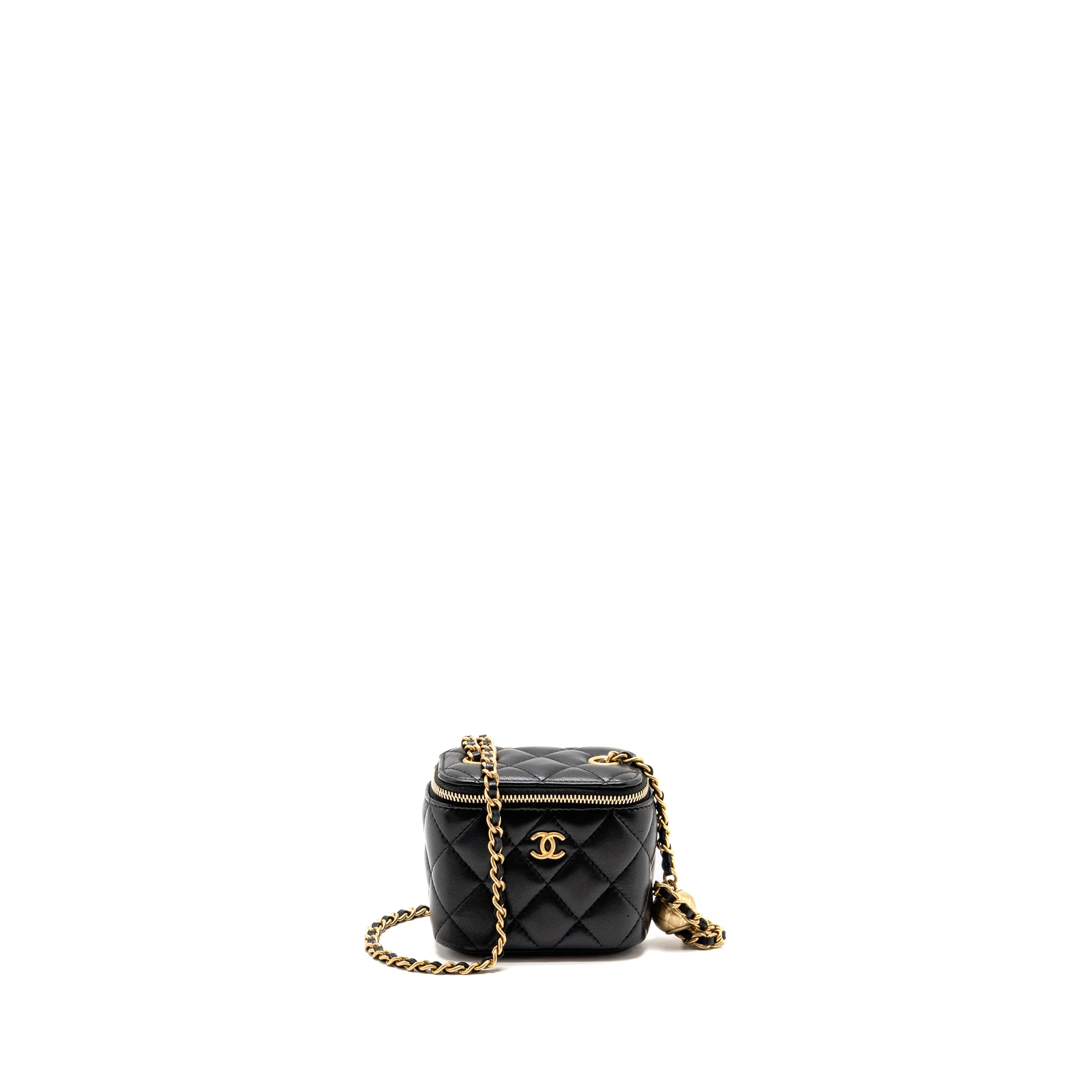 Chanel Pearl Crush Mini Vanity with Chain Lambskin Black GHW