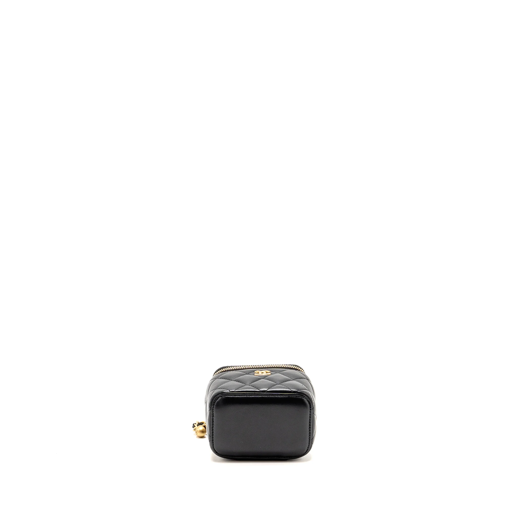 Chanel Pearl Crush Mini Vanity with Chain Lambskin Black GHW - Image 6