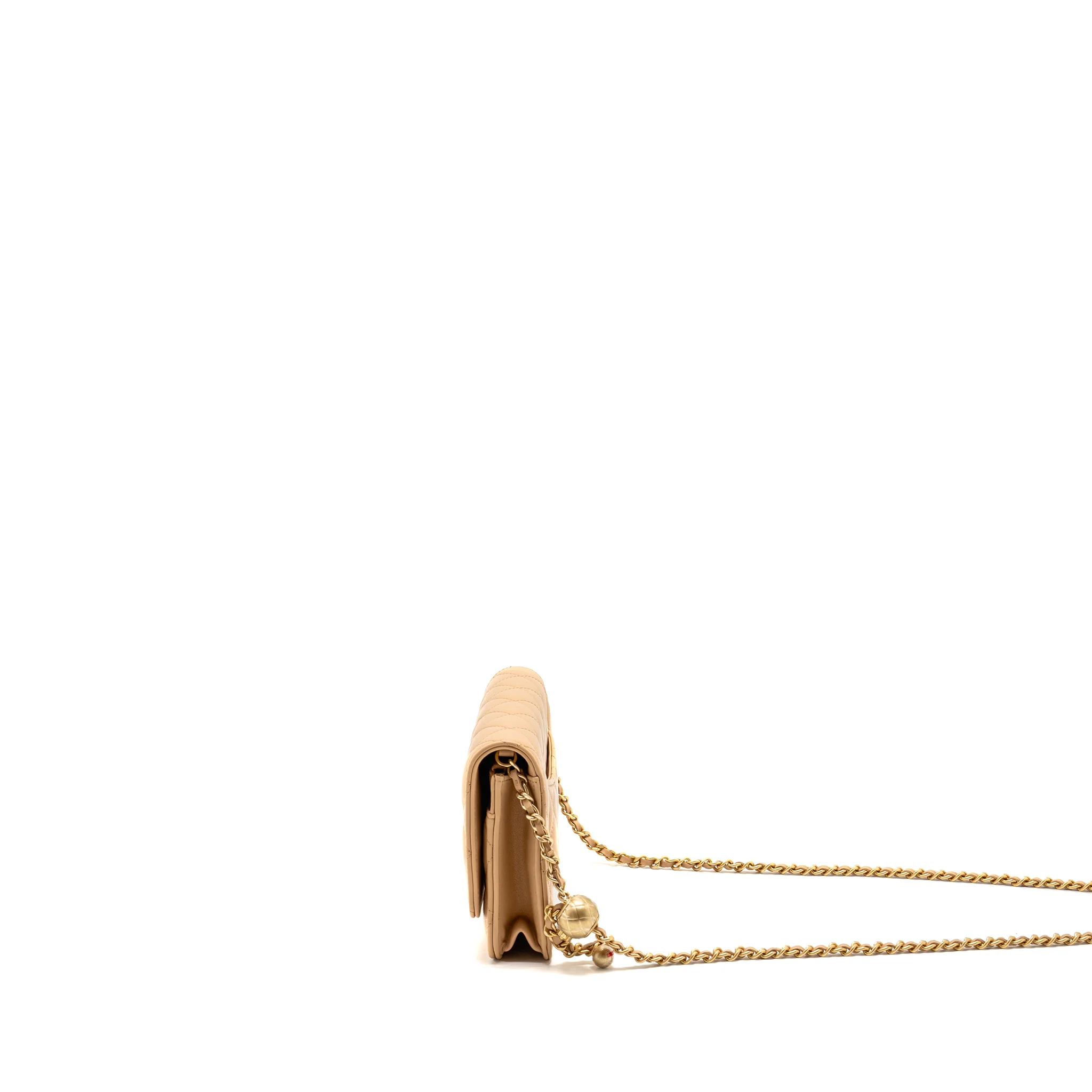 Chanel Pearl Crush Wallet On Chain Lambskin Beige GHW (microchip) - Image 4