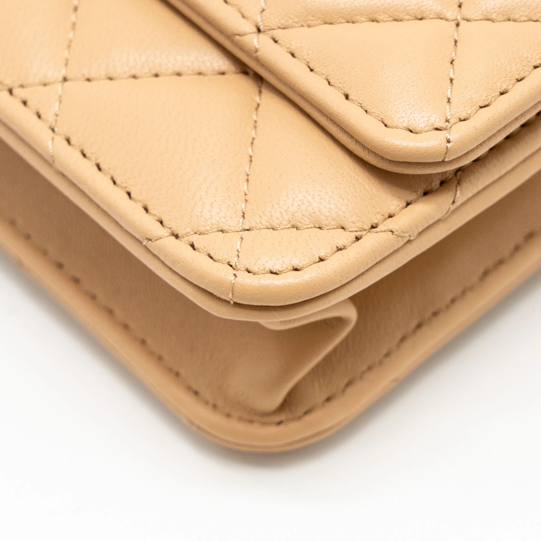 Chanel Pearl Crush Wallet On Chain Lambskin Beige GHW (microchip) - Image 8