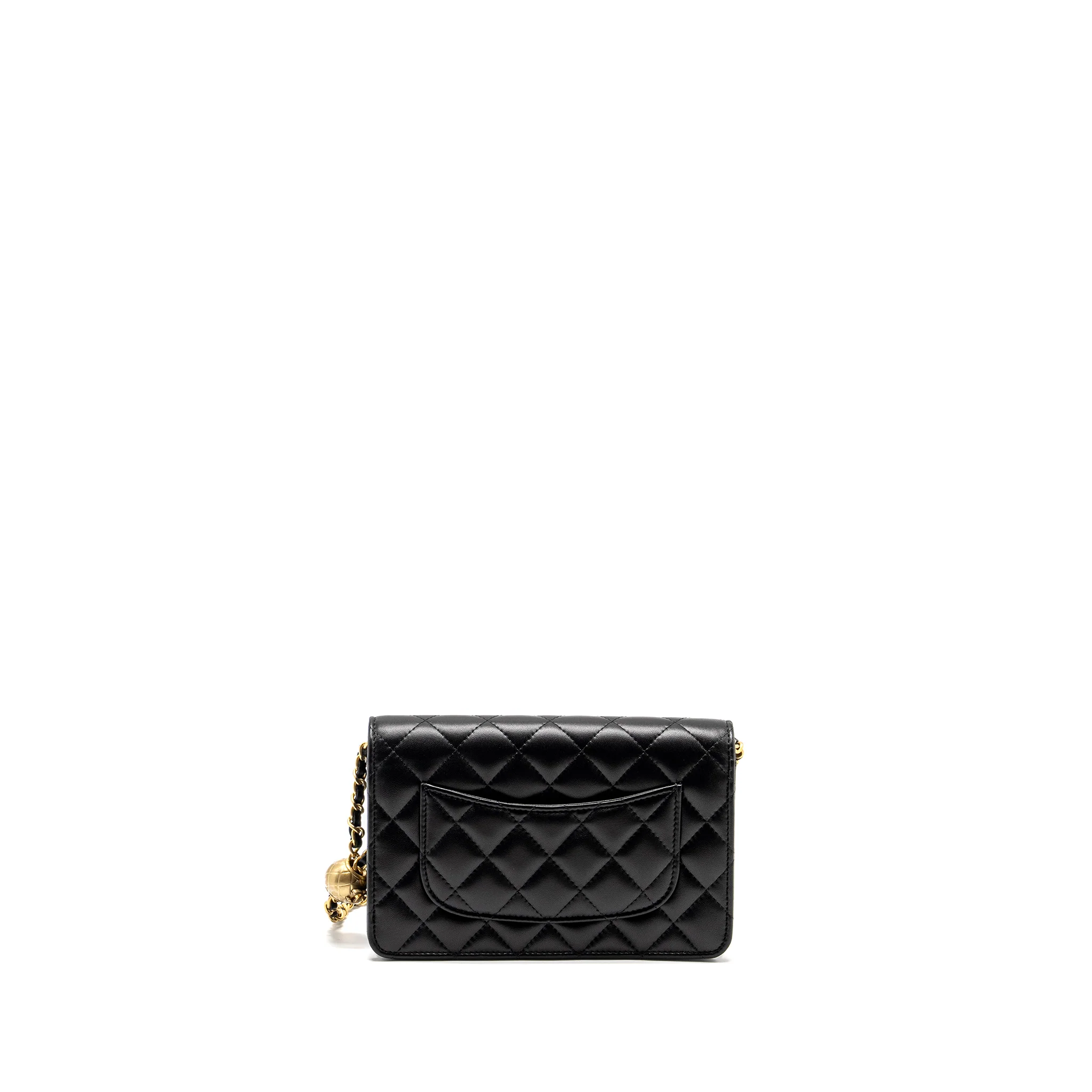 Chanel Pearl Crush Wallet on Chain Lambskin Black GHW (Microchip) - Image 2