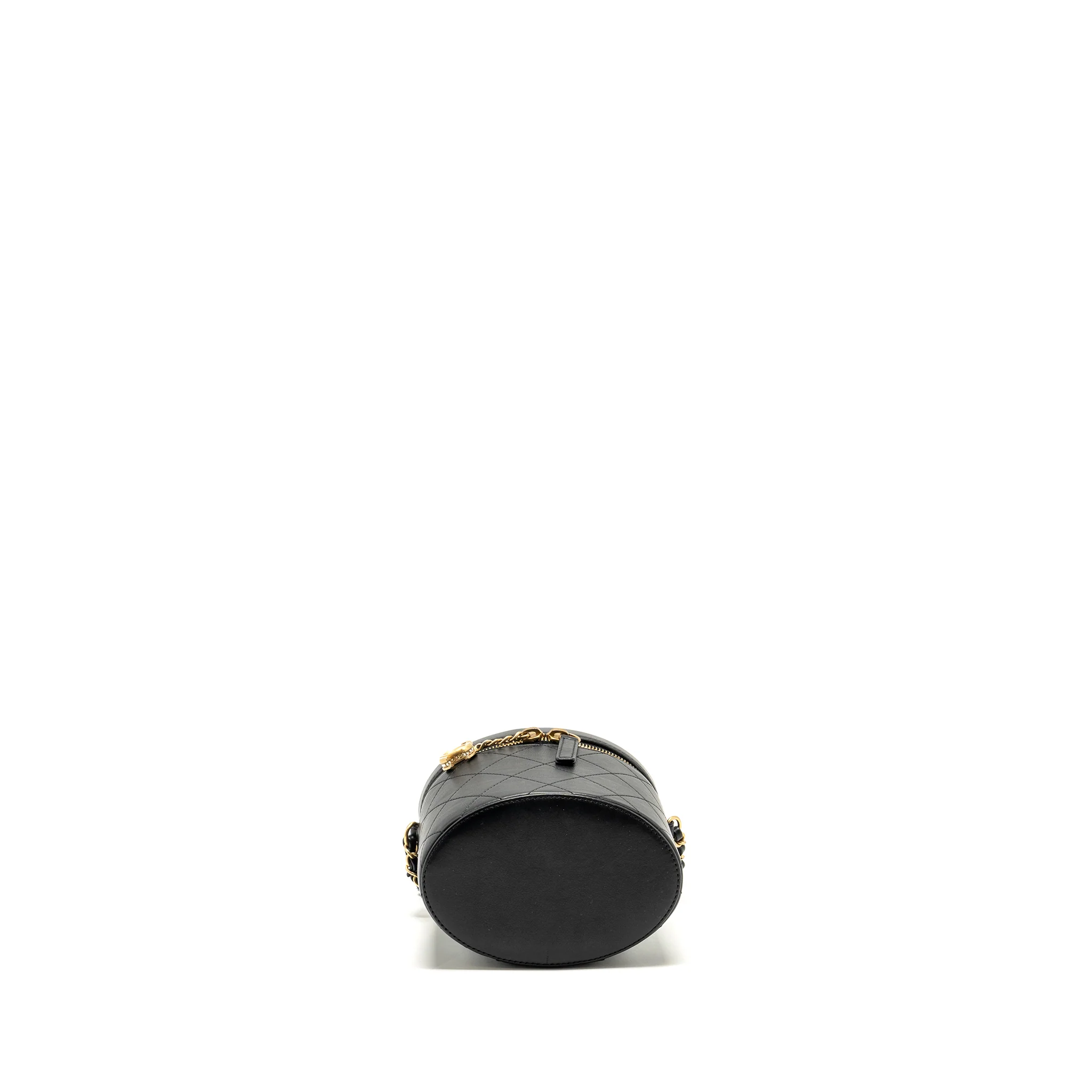 Chanel Pearl Letter Logo Detailed Vanity Case Calfskin Black GHW - Image 5