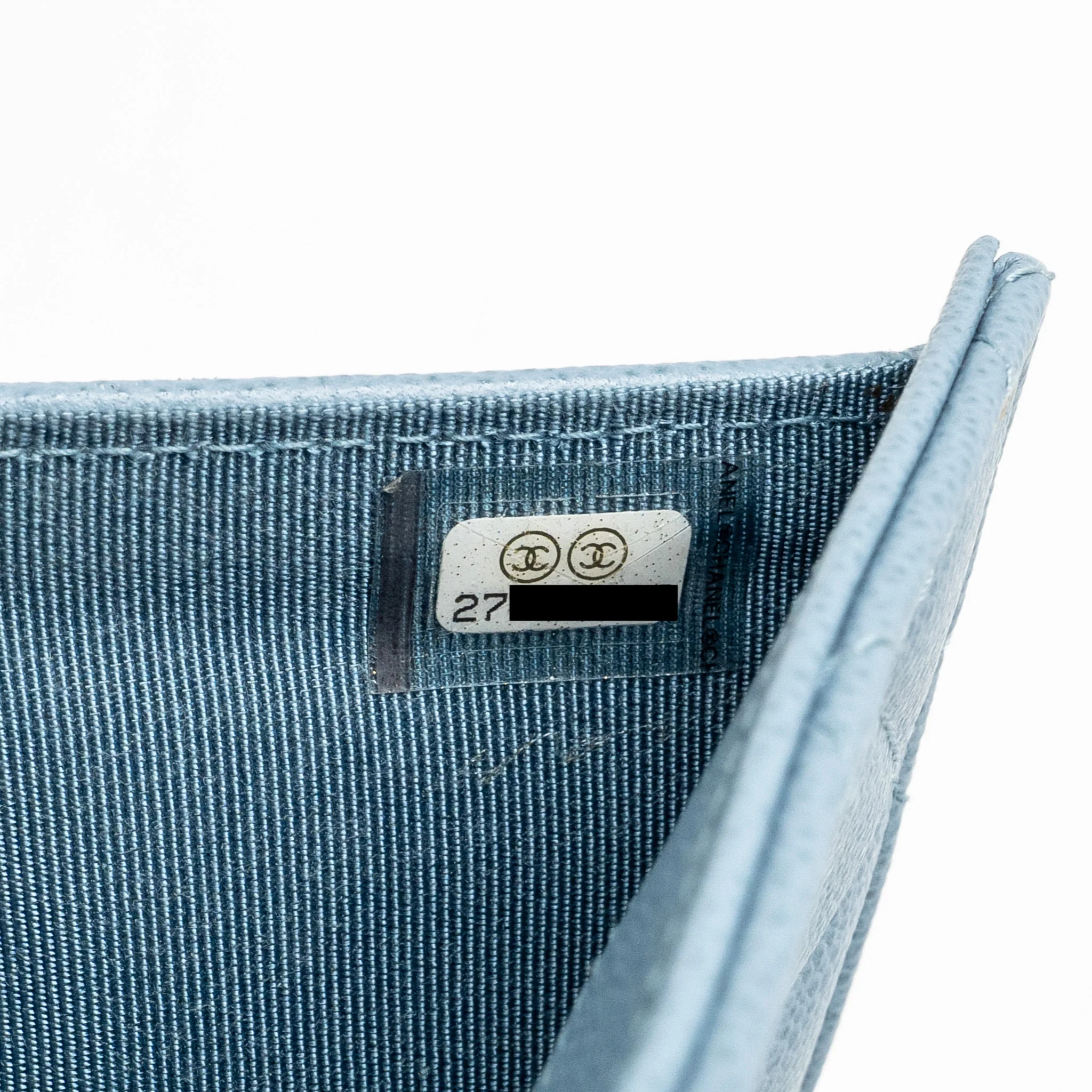 Chanel Quilted CC Logo Flap Wallet Grained Calfskin Blue SHW - Image 14