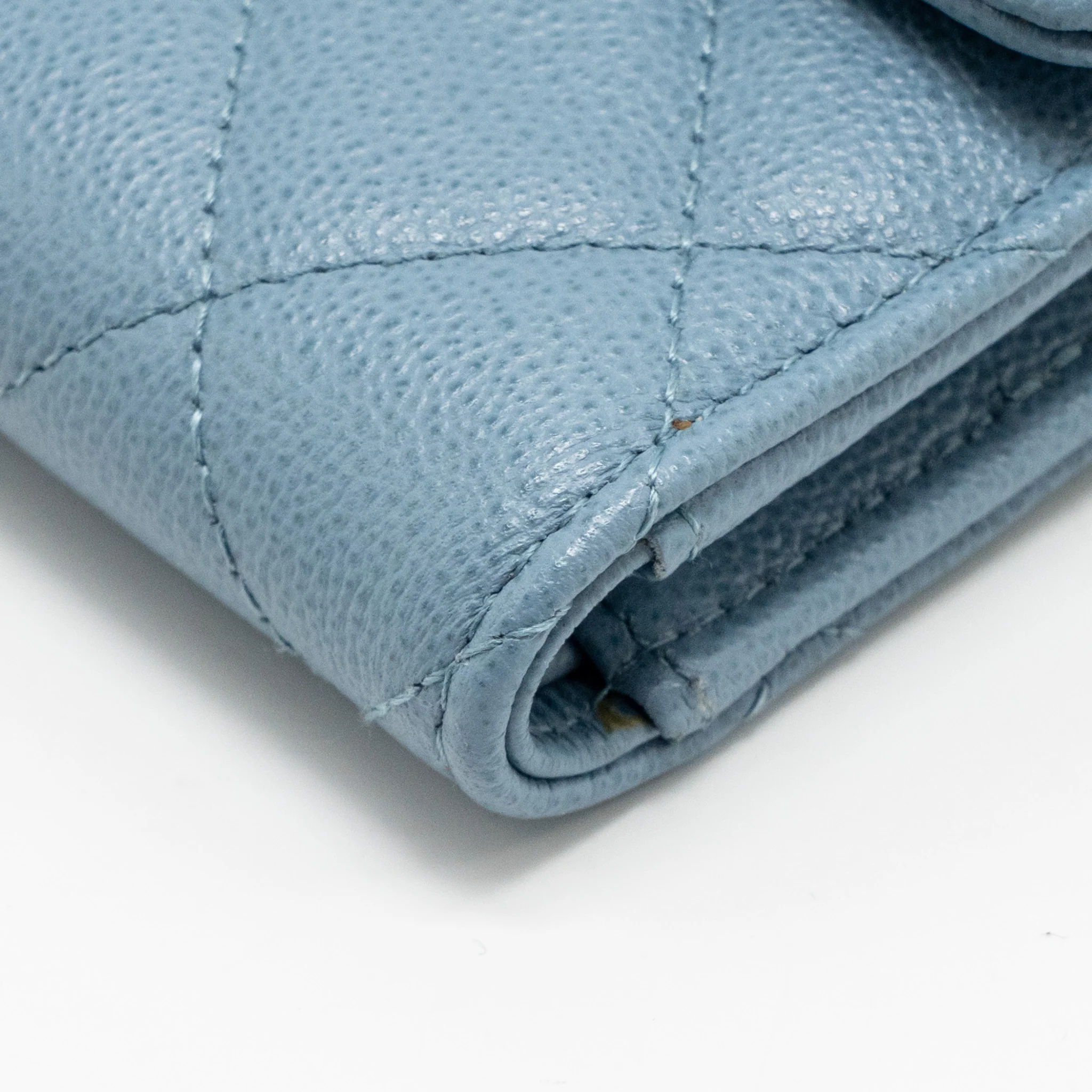 Chanel Quilted CC Logo Flap Wallet Grained Calfskin Blue SHW - Image 7