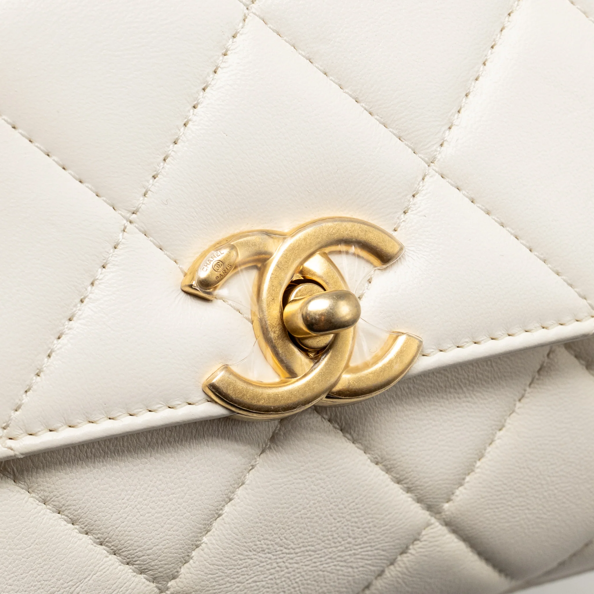 Chanel Quilted Flap Bag with Letter Chain Lambskin White GHW (Microchip) - Image 13