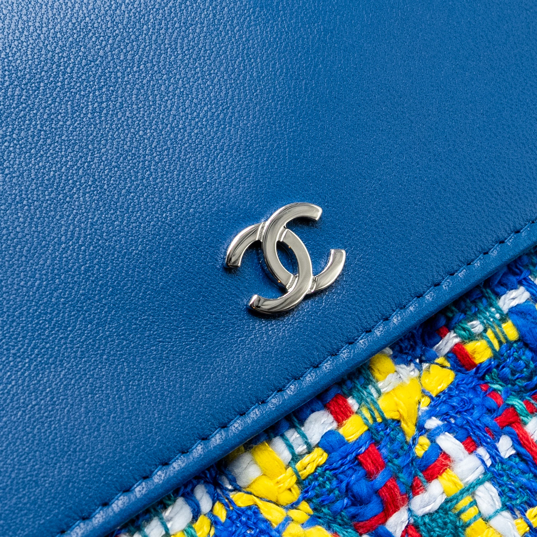 Chanel Quilted O-Case Pouch Tweed/Leather Blue/Multicolour SHW - Image 8