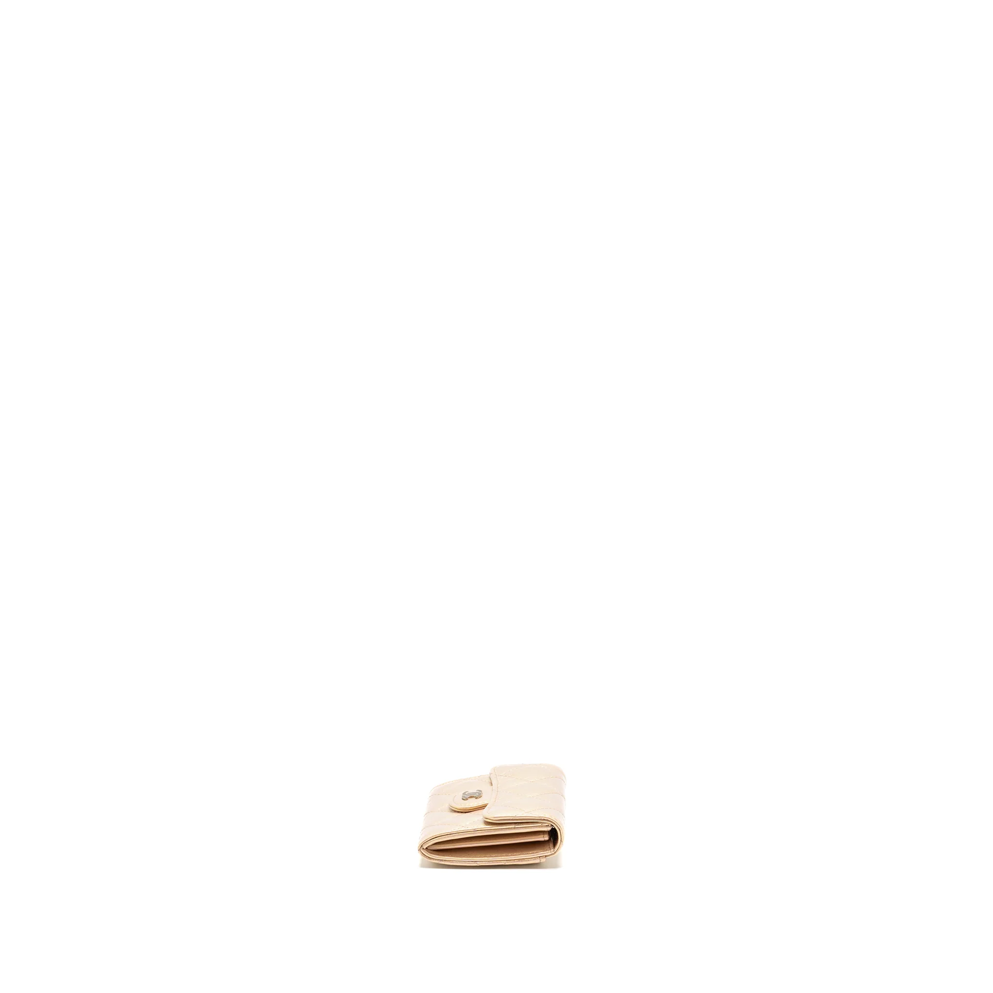 Chanel Quilted small classic flap wallet / card holder calfskin iridescent pink SHW - Image 4