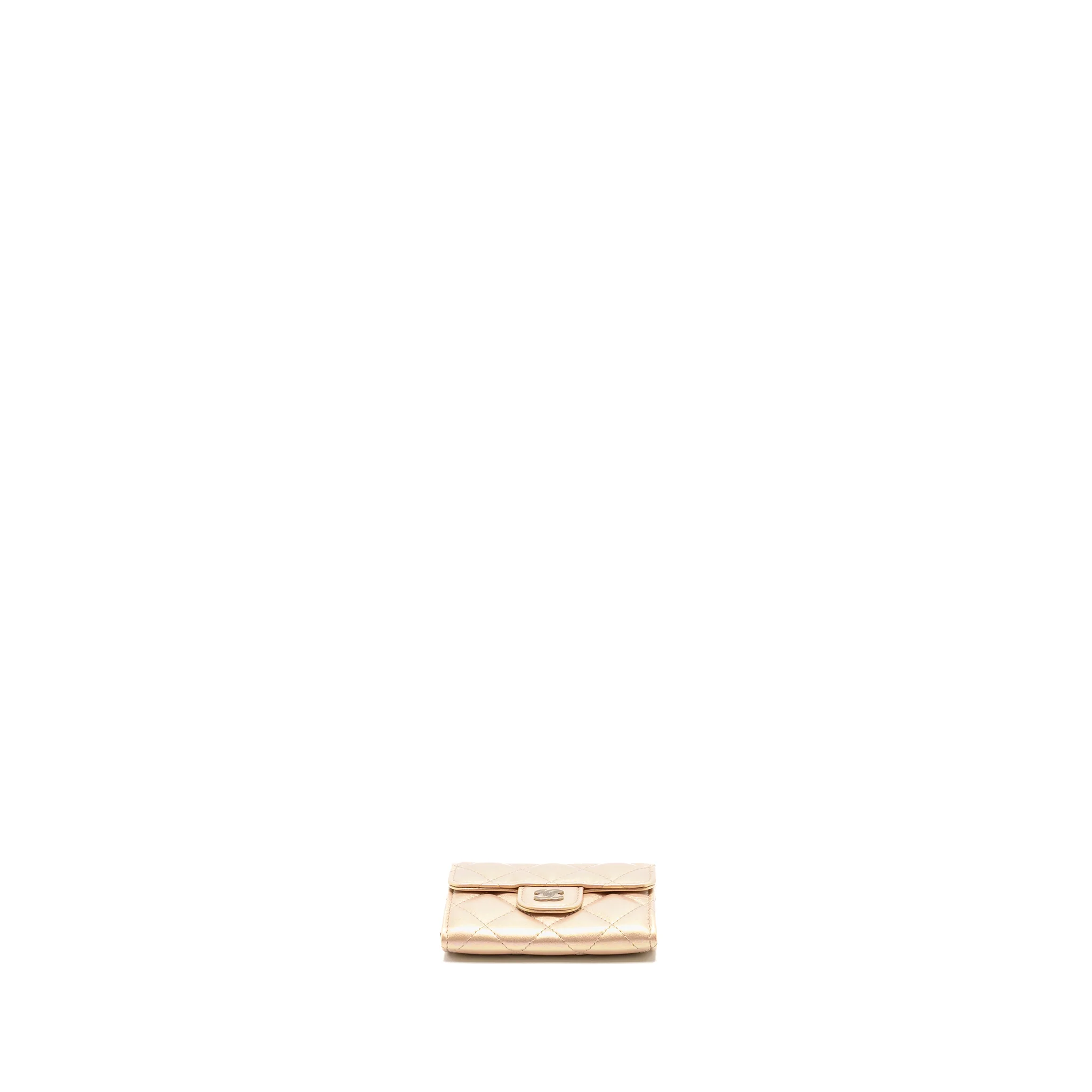 Chanel Quilted small classic flap wallet / card holder calfskin iridescent pink SHW - Image 5