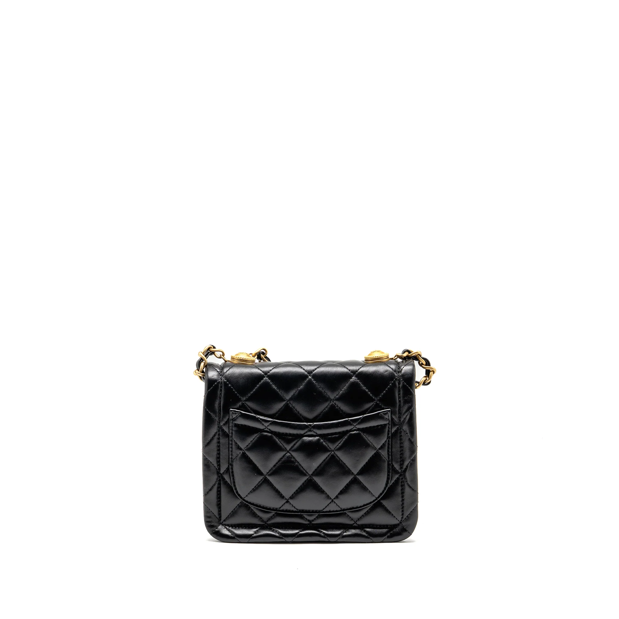 Chanel Quilted square flap bag lambskin black GHW - Image 2
