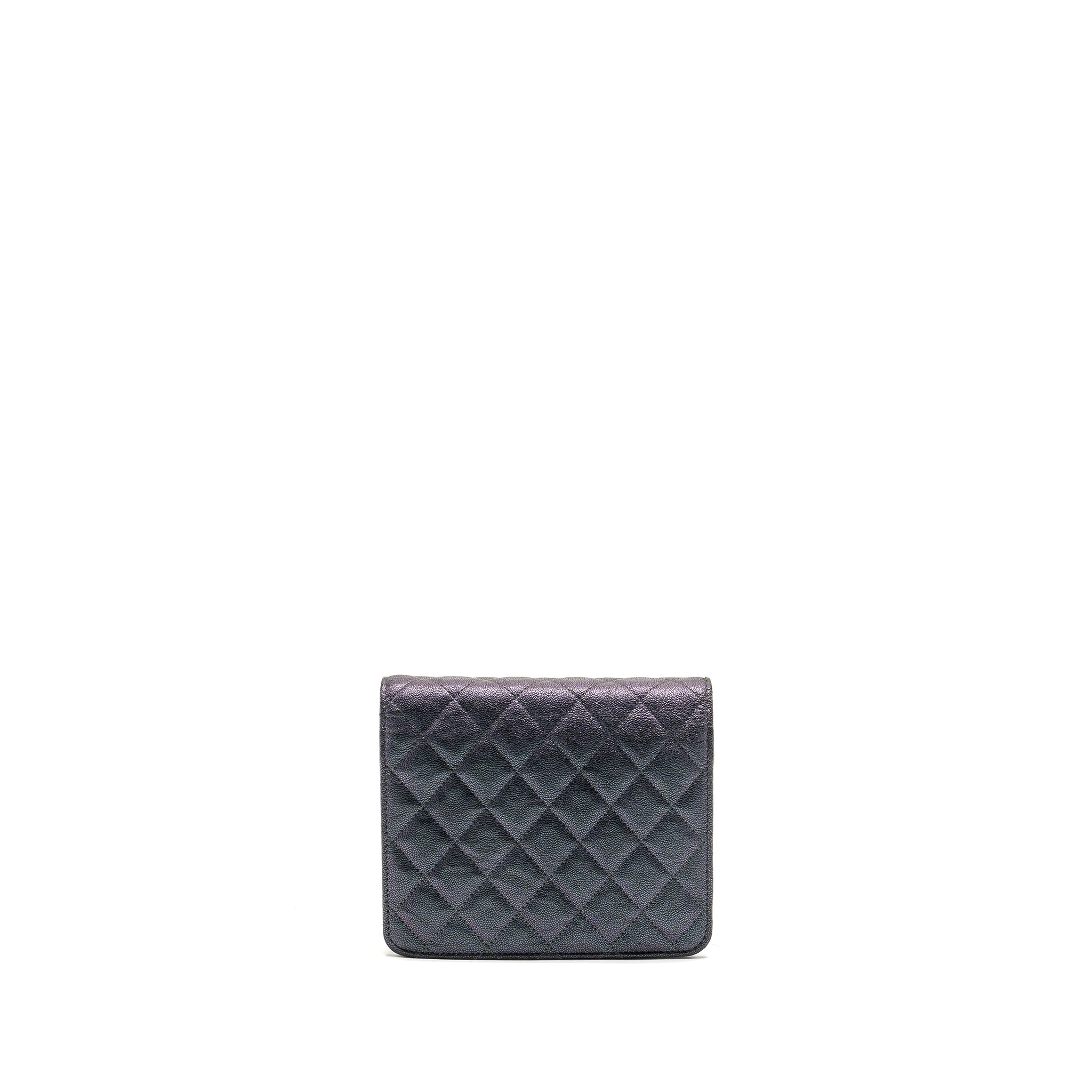 Chanel Quilted square wallet with Chain caviar iridescent black LGHW - Image 2