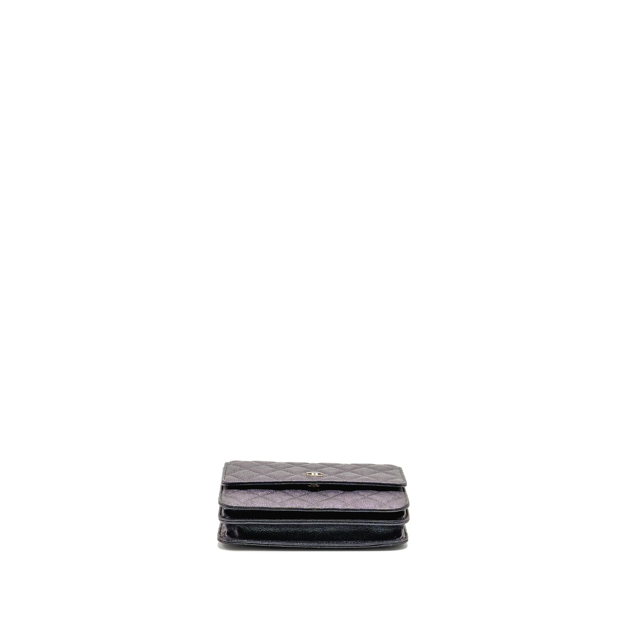 Chanel Quilted square wallet with Chain caviar iridescent black LGHW - Image 5