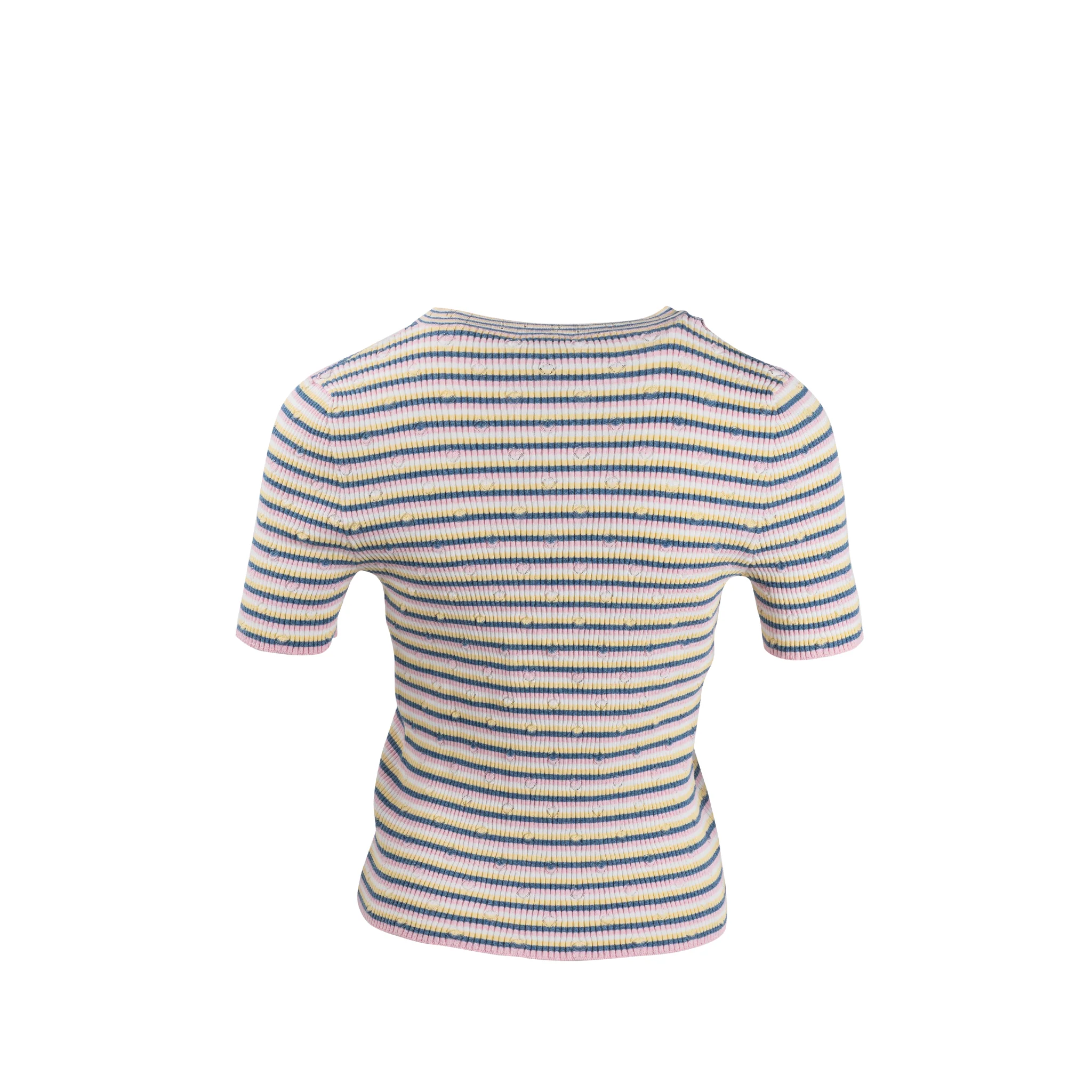 Chanel Size 38 Letter Logo Short Sleeve Knit T-shirt Cotton/Paper Multicolour - Image 3