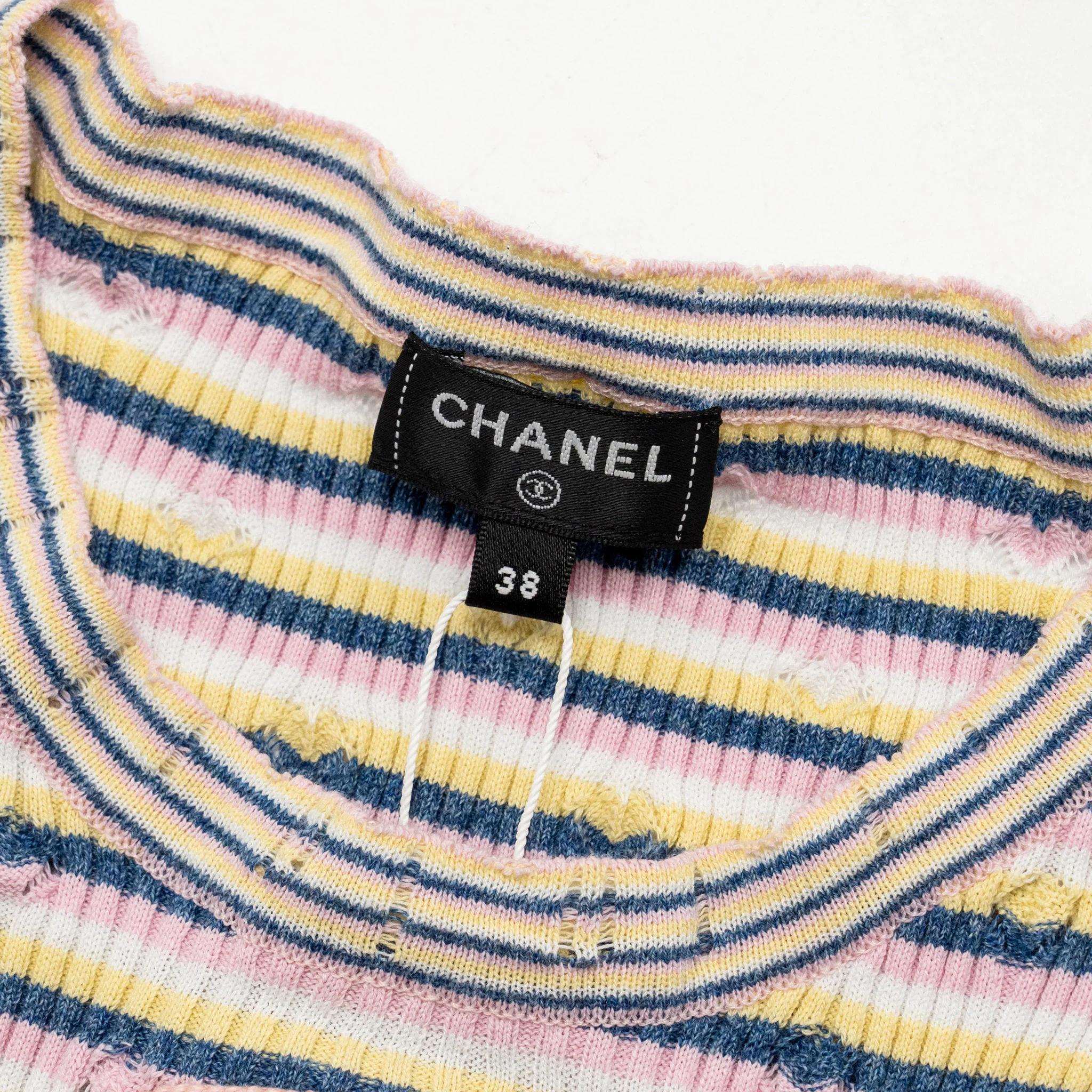 Chanel Size 38 Letter Logo Short Sleeve Knit T-shirt Cotton/Paper Multicolour - Image 6