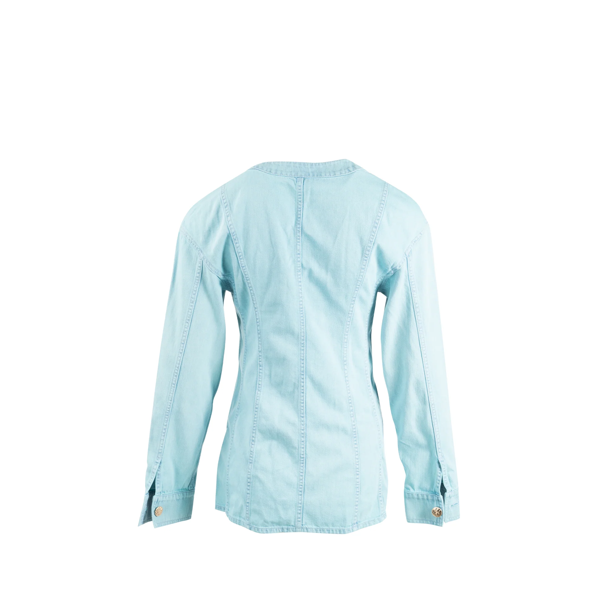 Chanel Size 34 Camellia COCO Button Denim Jacket Cotton Neon Blue - Image 3