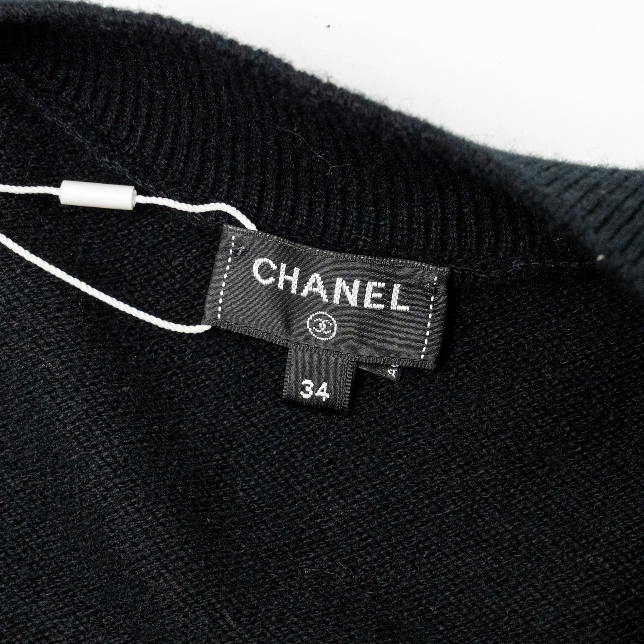 Chanel Size 34 Crystal Button Cardigan Cashmere Black - Image 6