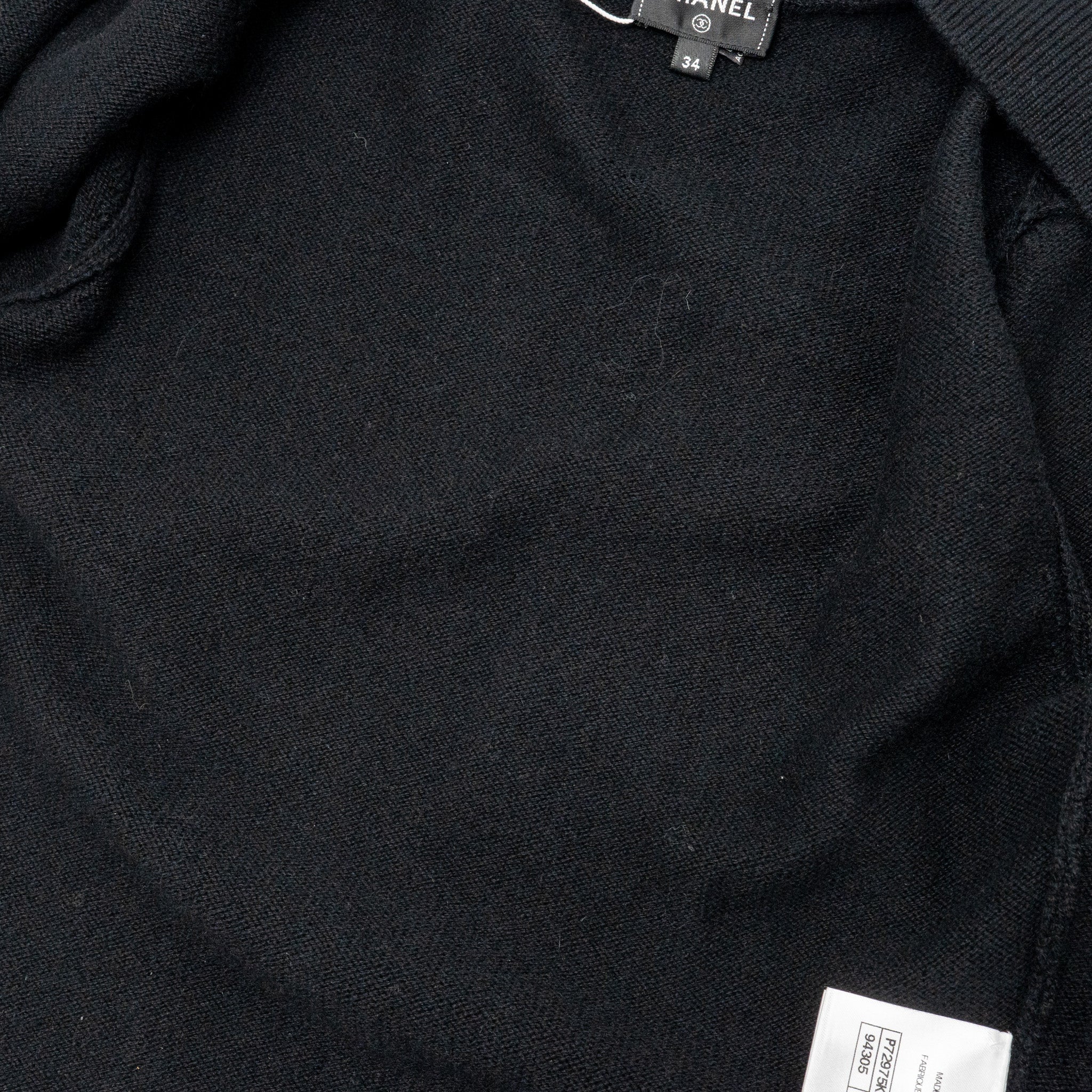 Chanel Size 34 Crystal Button Cardigan Cashmere Black - Image 7