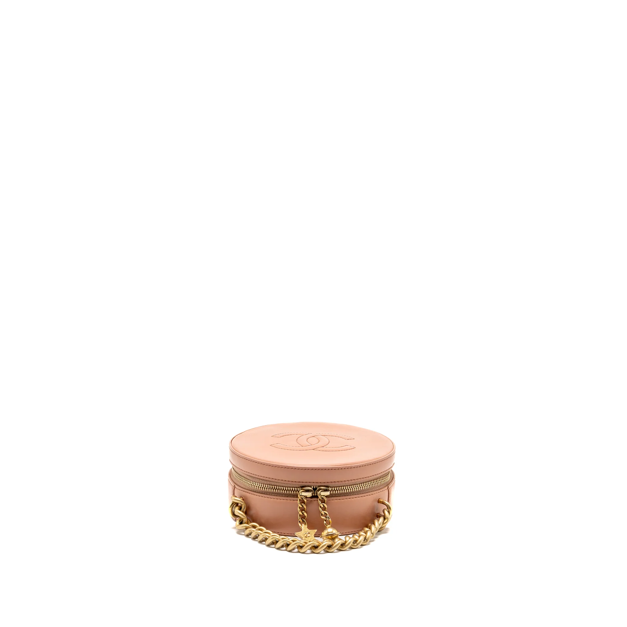 Chanel round clutch with chain moon&star zipper calfskin pink GHW - Image 5