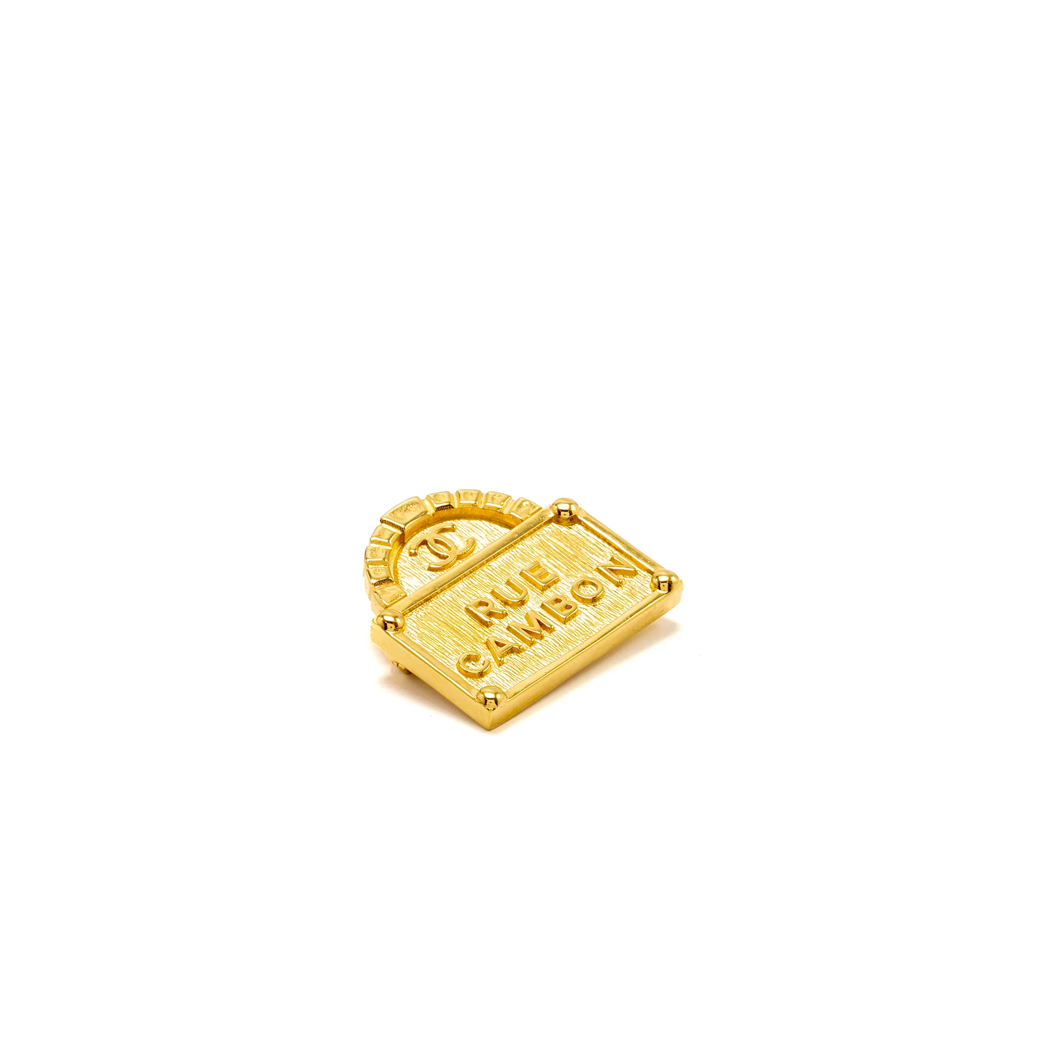 Chanel Rue Cambon/ CC Logo Brooch Gold Tone - Image 3