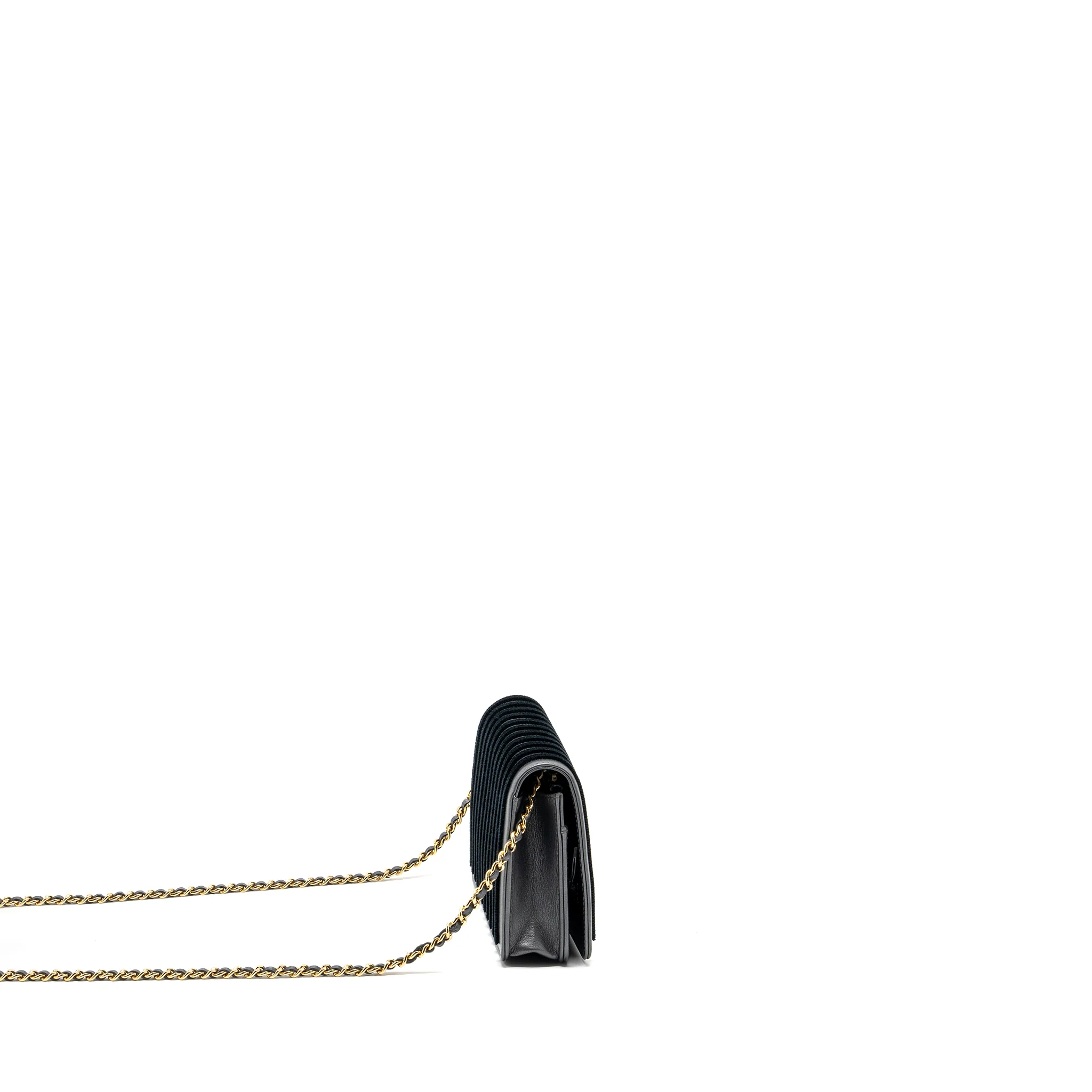 Chanel 18a mariniere Wallet on Chain calfskin charcoal GHW - Image 3