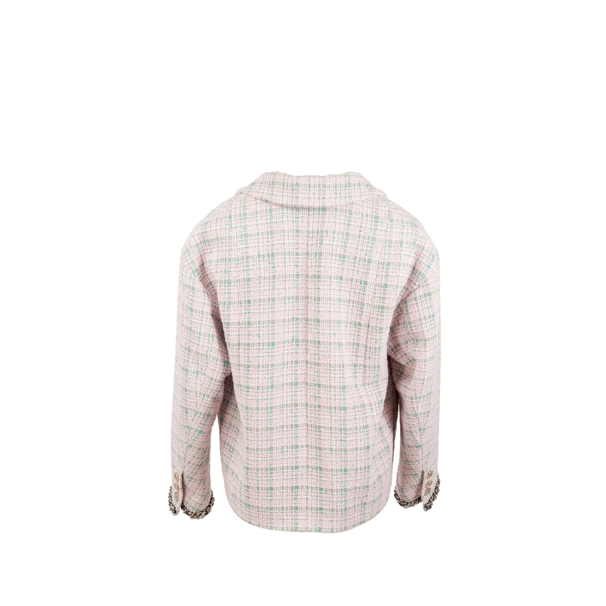 Chanel Size 34 21S Tweed Jacket Polyester/Cotton Pink / Green - Image 3