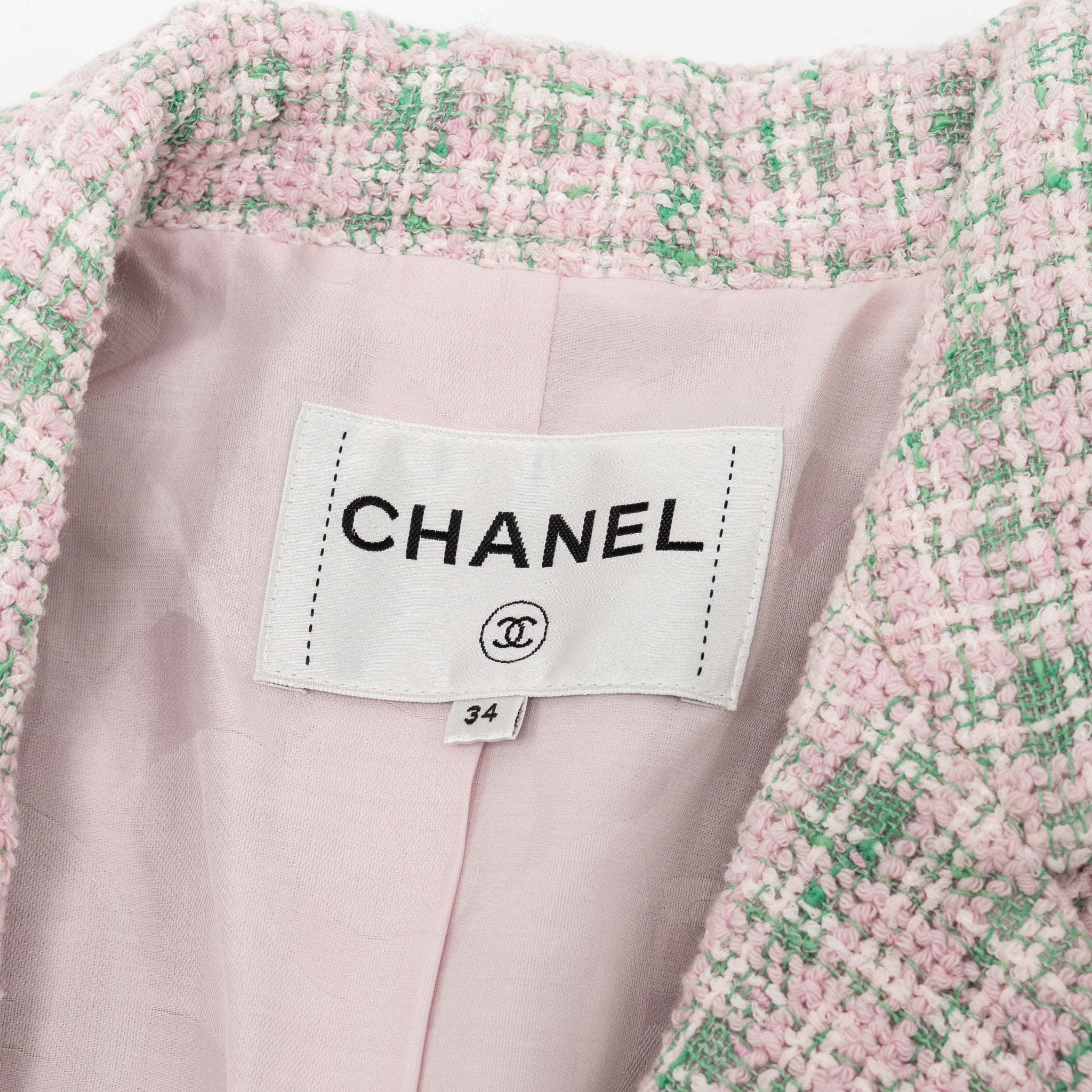 Chanel Size 34 21S Tweed Jacket Polyester/Cotton Pink / Green - Image 4
