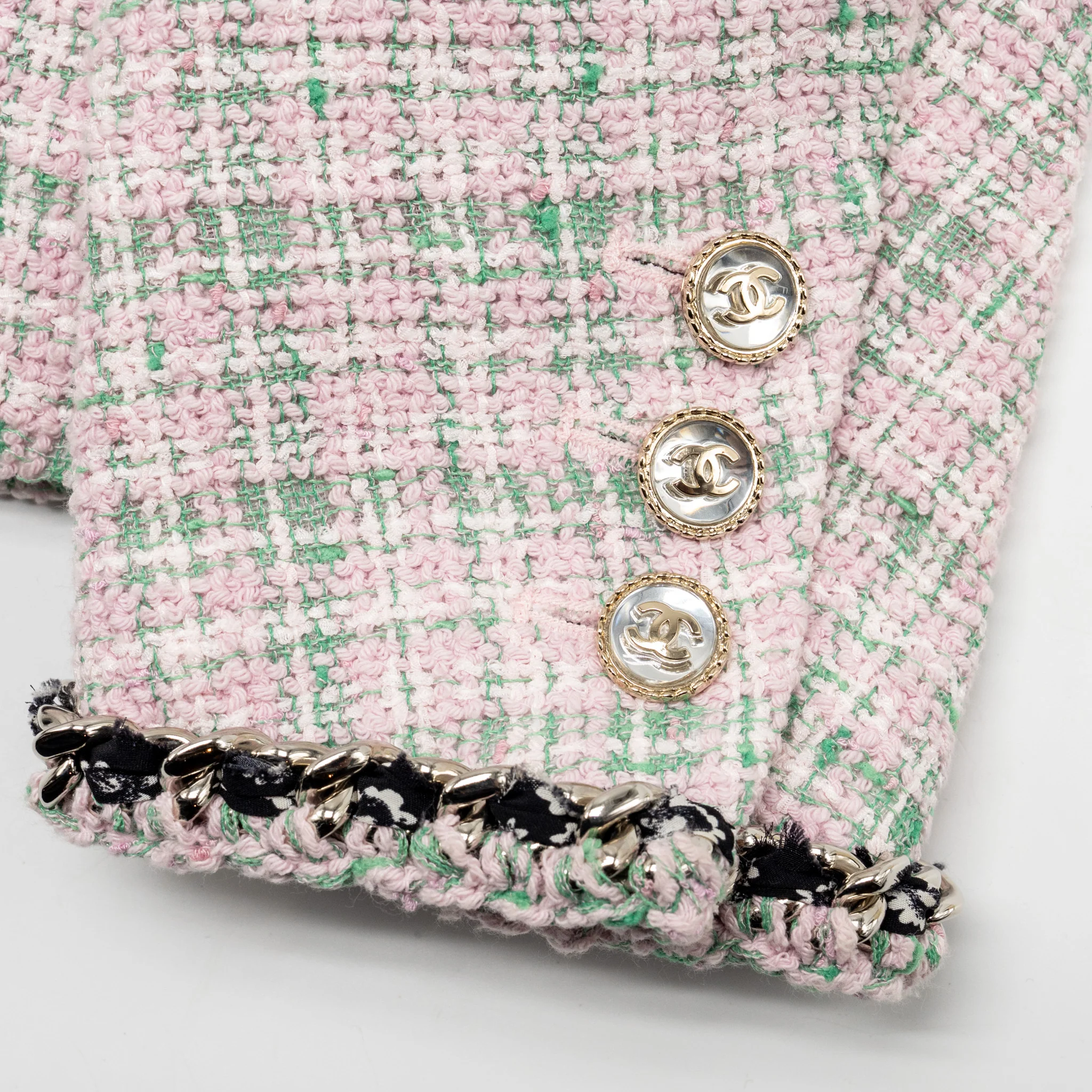 Chanel Size 34 21S Tweed Jacket Polyester/Cotton Pink / Green - Image 6