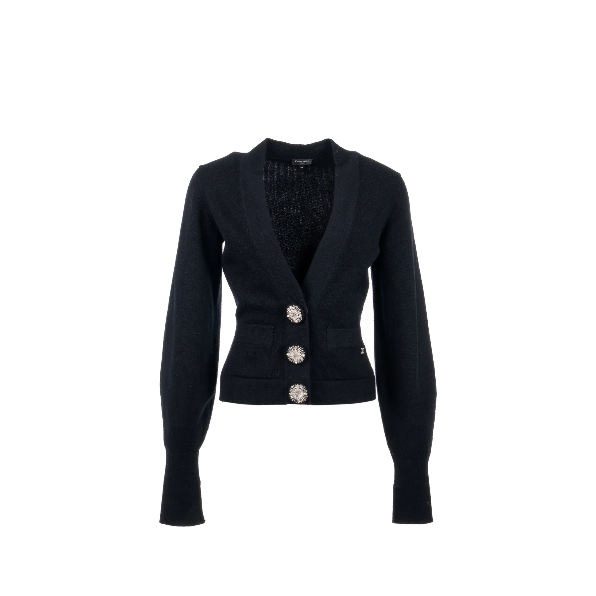 Chanel Size 34 22A Cardigan Cashmere Black